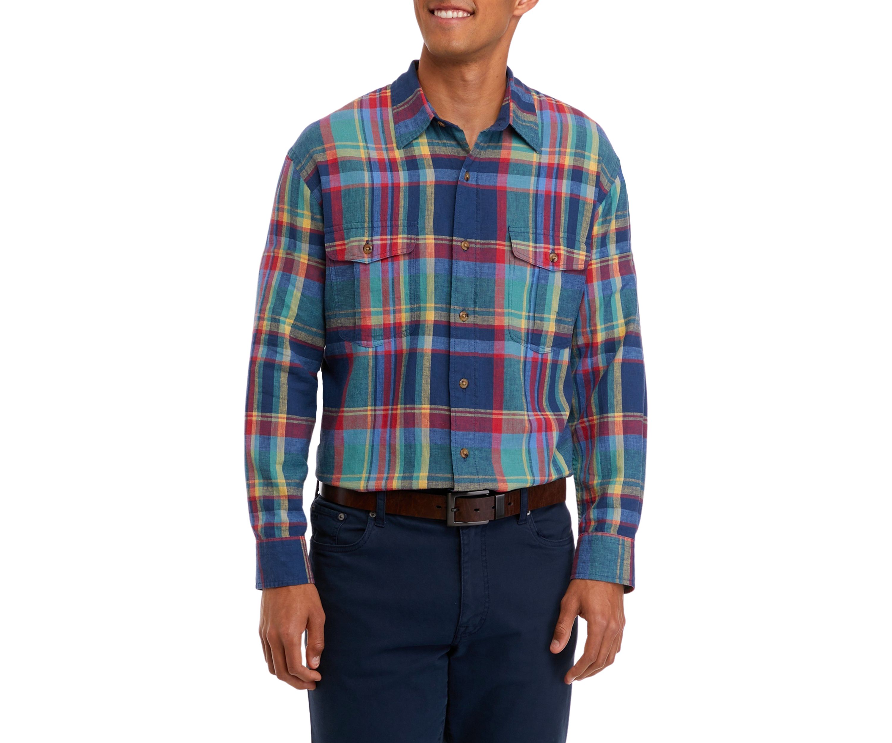 Mens Long Sleeve Woven Plaid Shirt