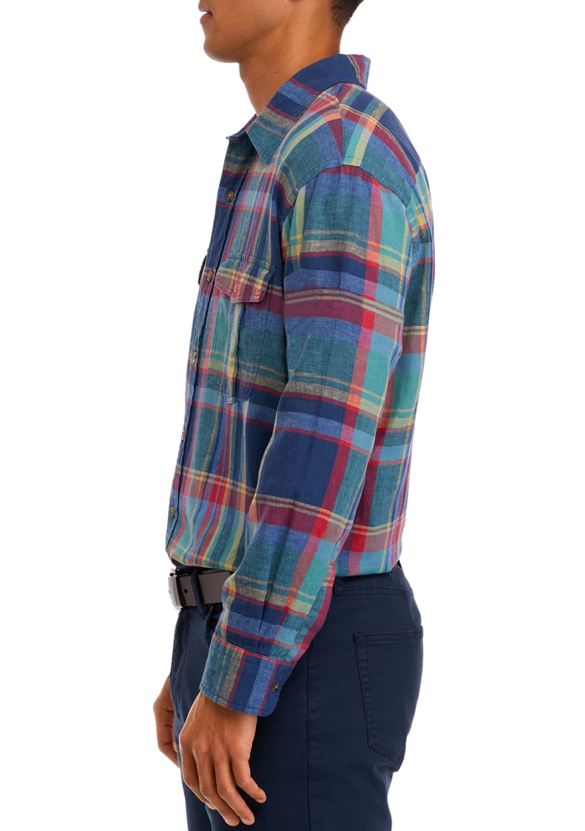 Mens Long Sleeve Woven Plaid Shirt