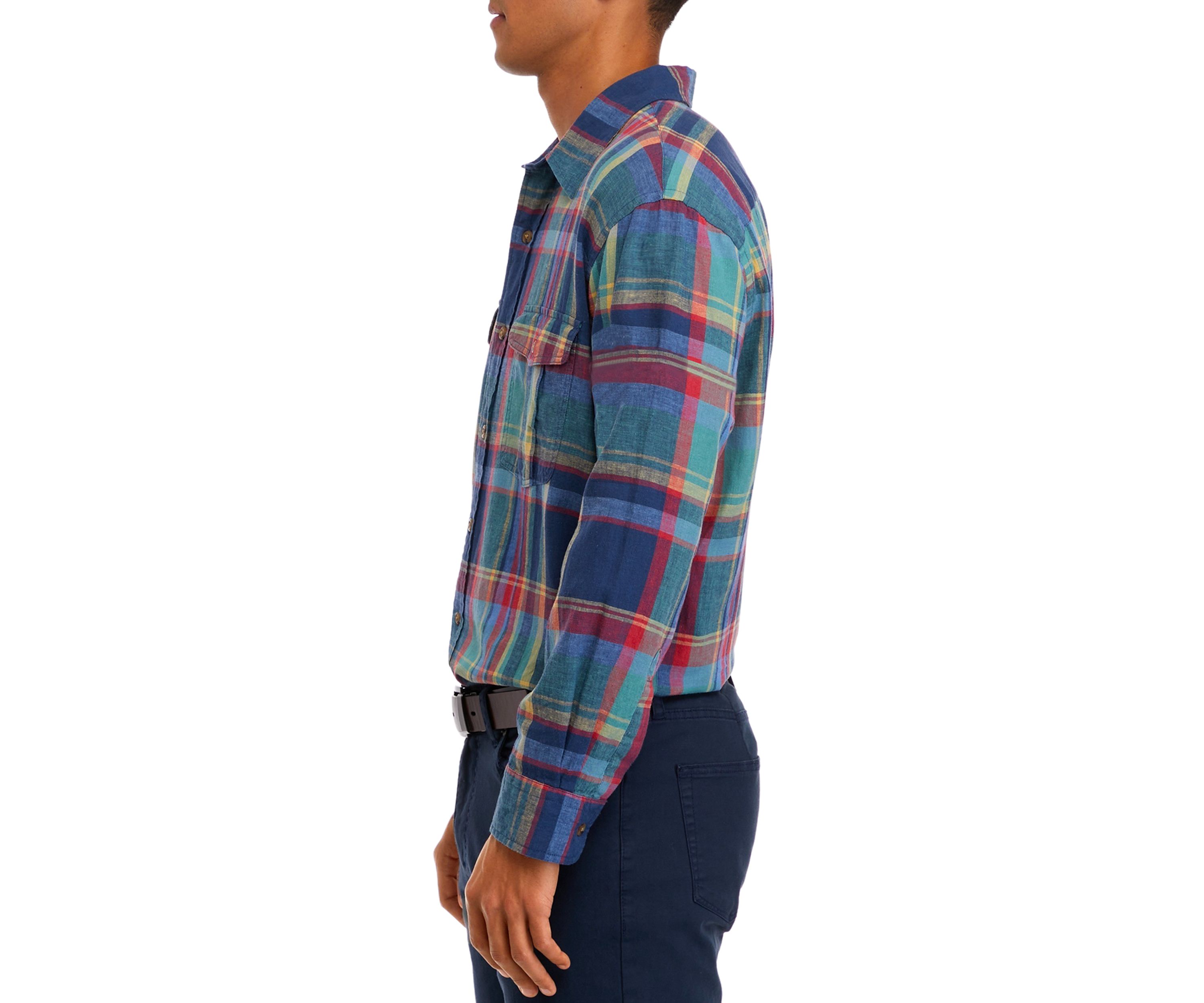 Mens Long Sleeve Woven Plaid Shirt