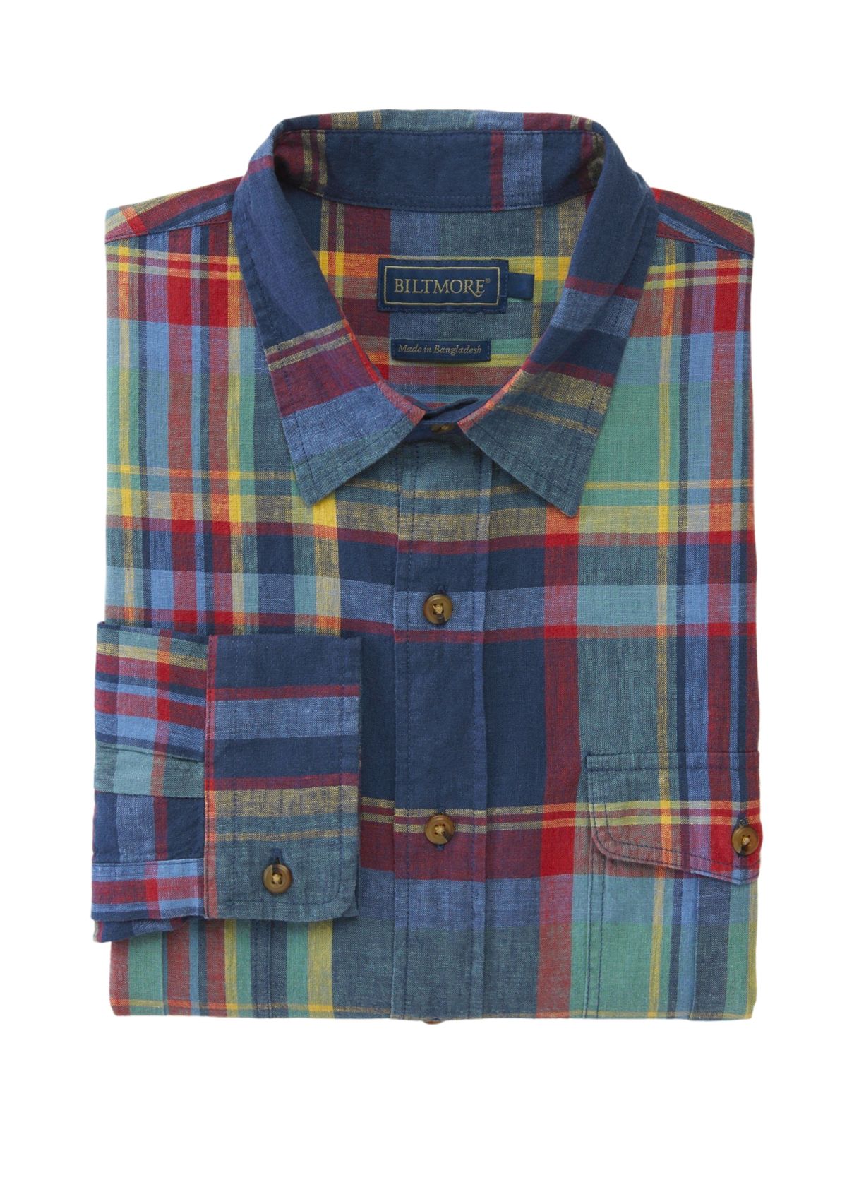 Mens Long Sleeve Woven Plaid Shirt
