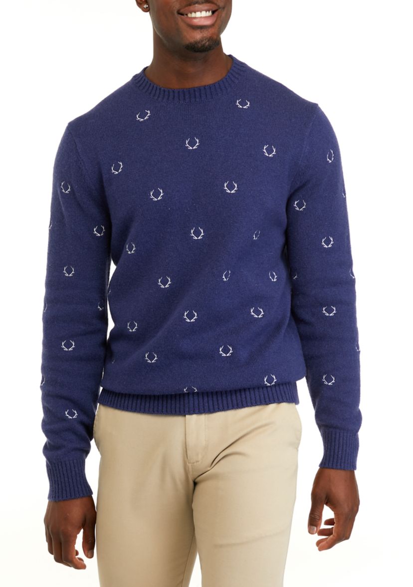 Mens Embroidered Crew Neck Sweater