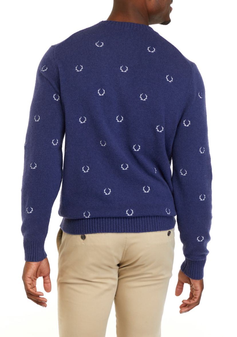 Mens Embroidered Crew Neck Sweater