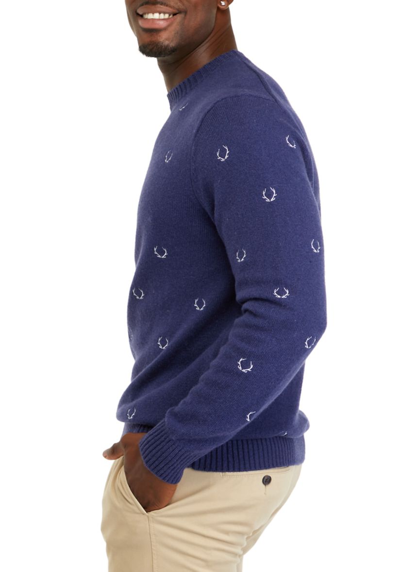 Mens Embroidered Crew Neck Sweater