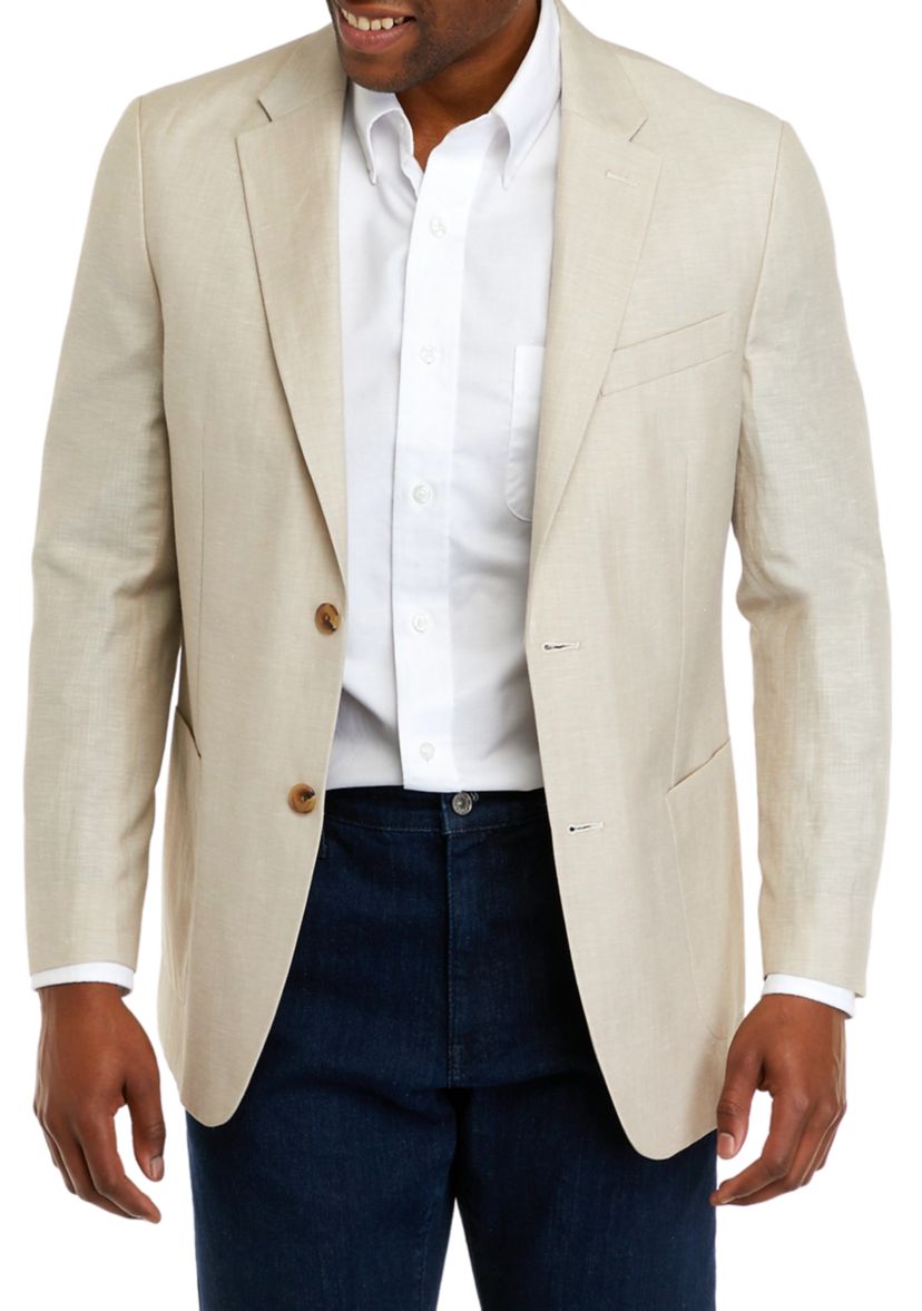 Mens Tan Linen Sport Coat