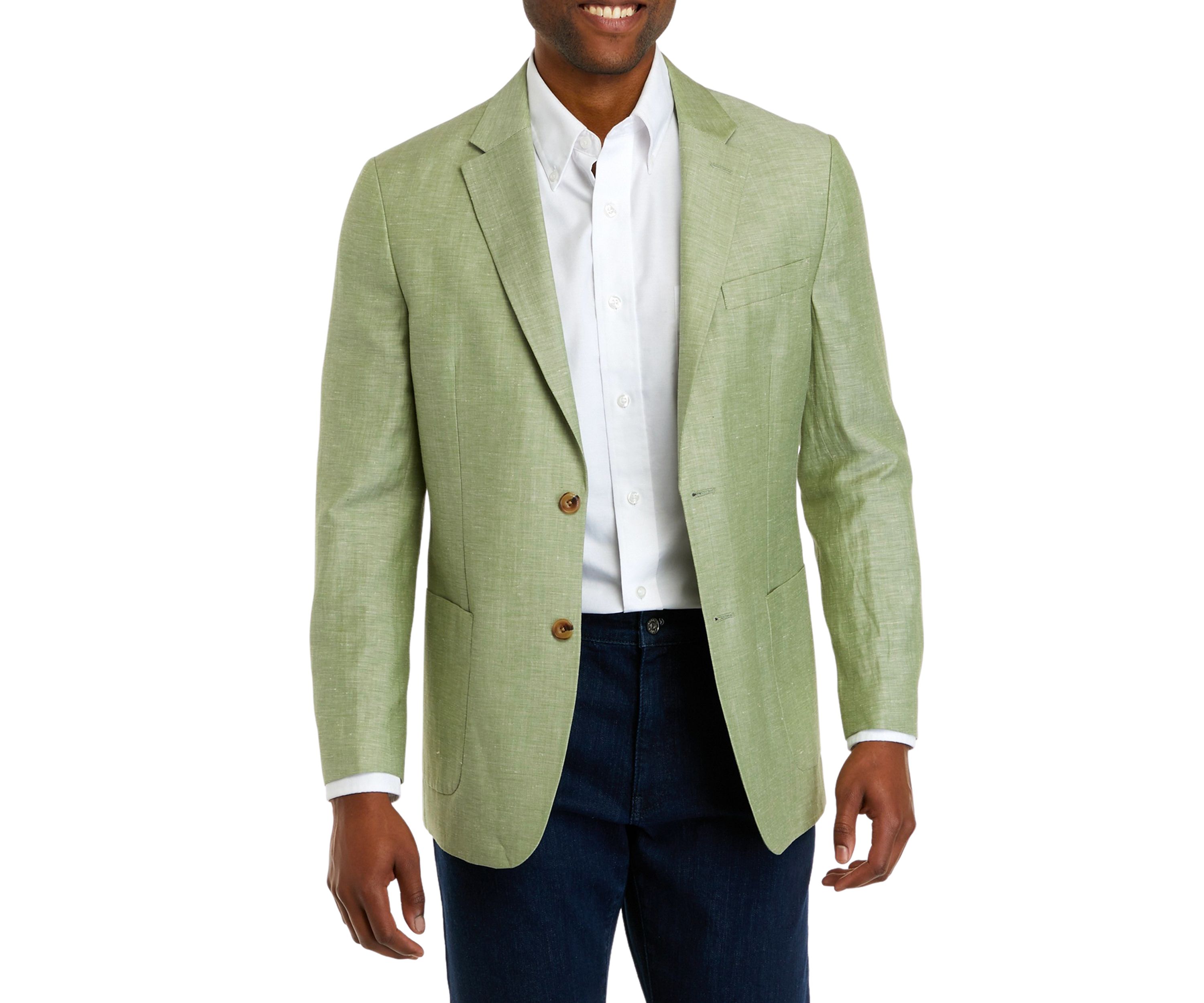 Mens Olive Linen Sport Coat