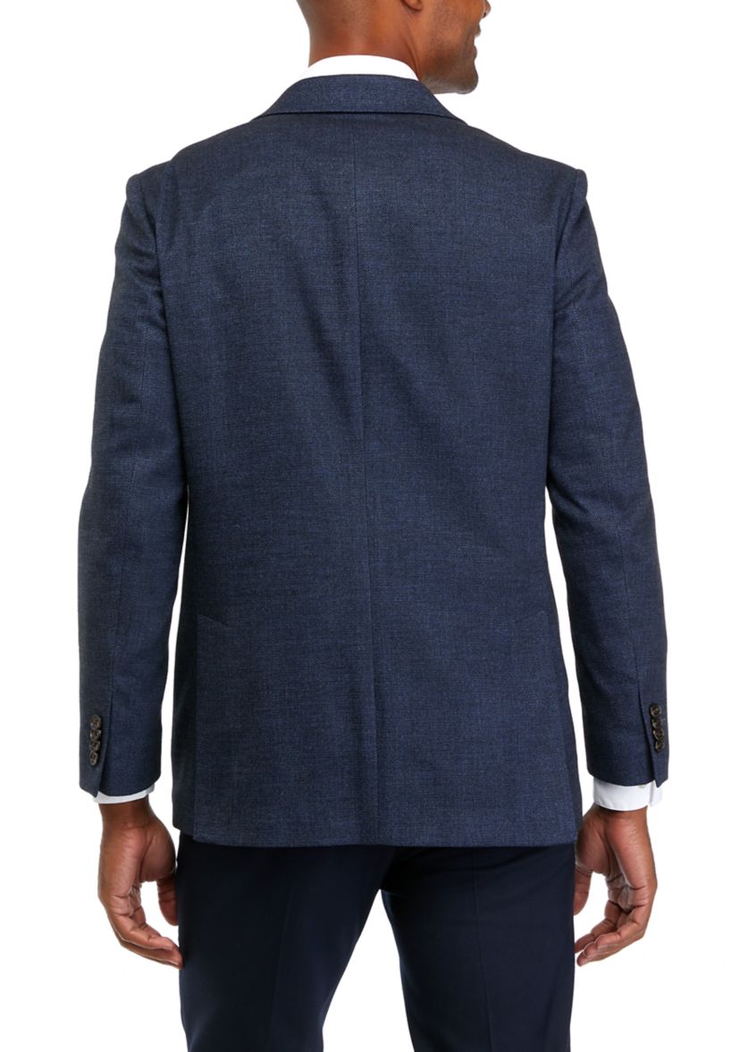 Single Breasted 2 Button Front Textured Solid Sport Coat 