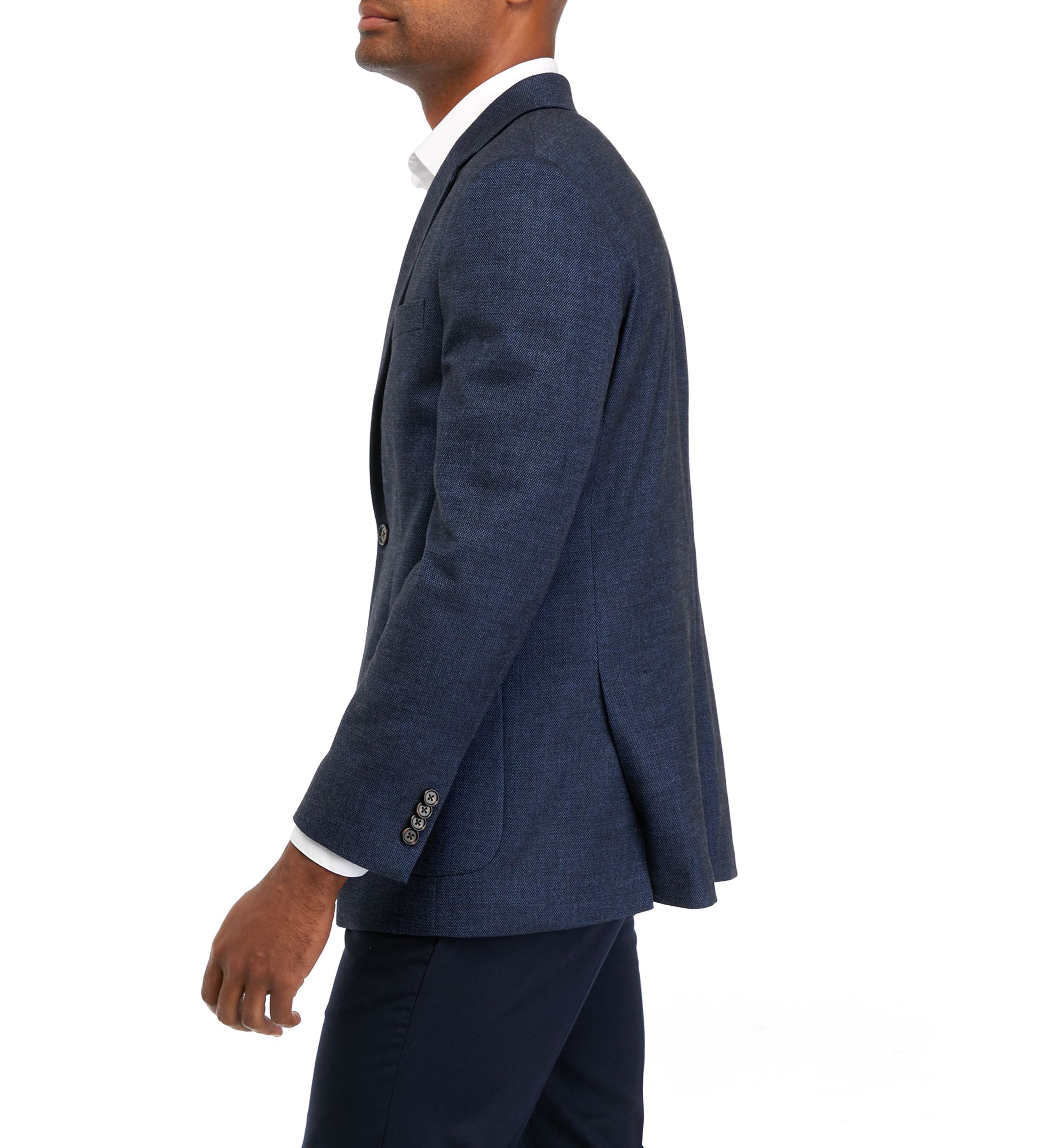 Single Breasted 2 Button Front Textured Solid Sport Coat 