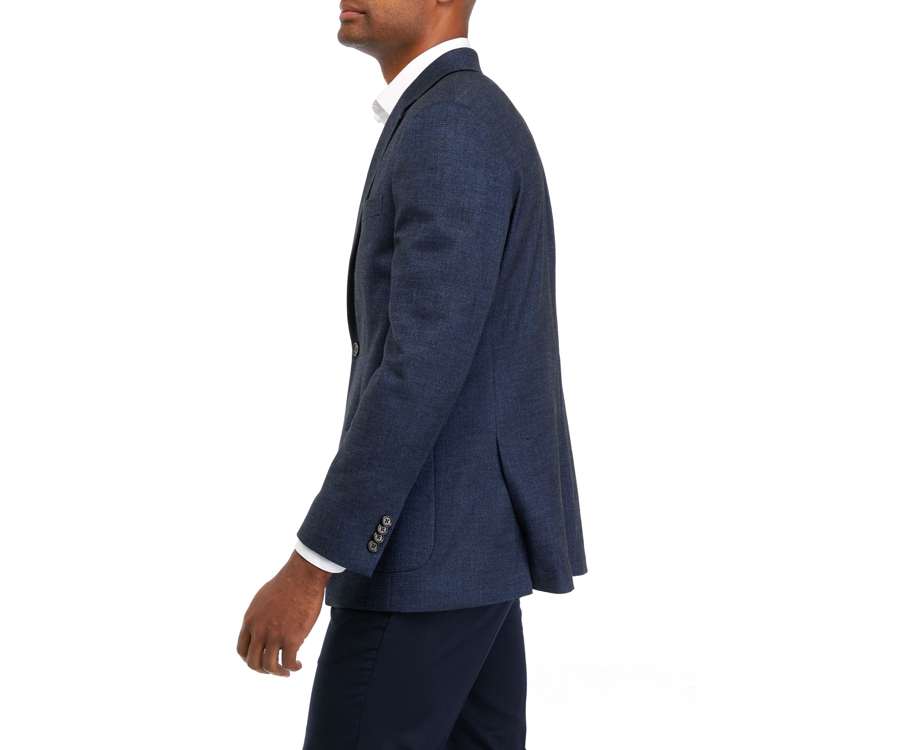 Single Breasted 2 Button Front Textured Solid Sport Coat 
