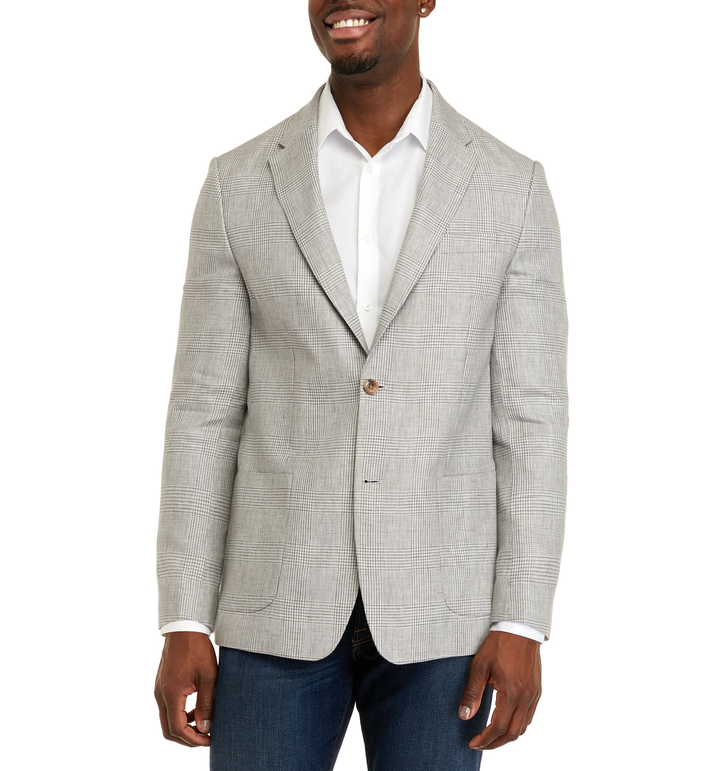 Mens Linen Plaid Sport Coat
