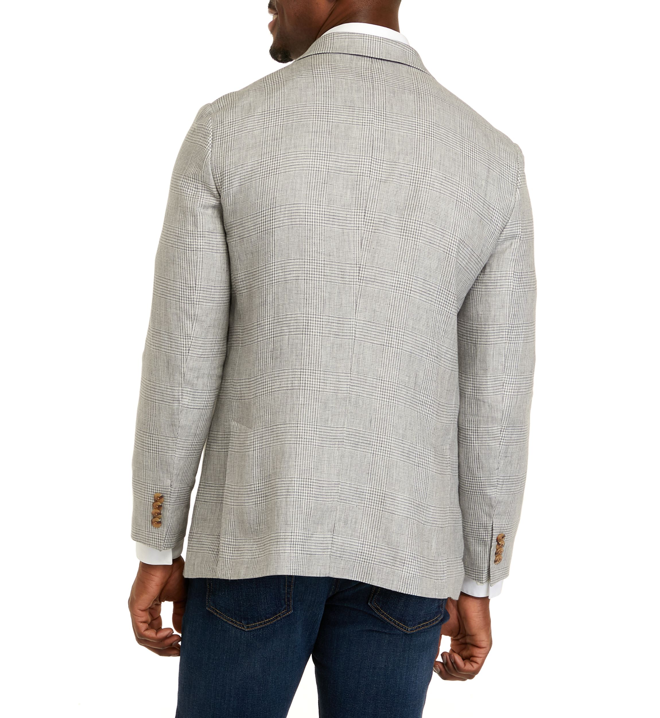 Mens Linen Plaid Sport Coat