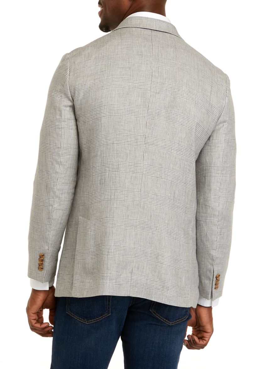Mens Linen Plaid Sport Coat