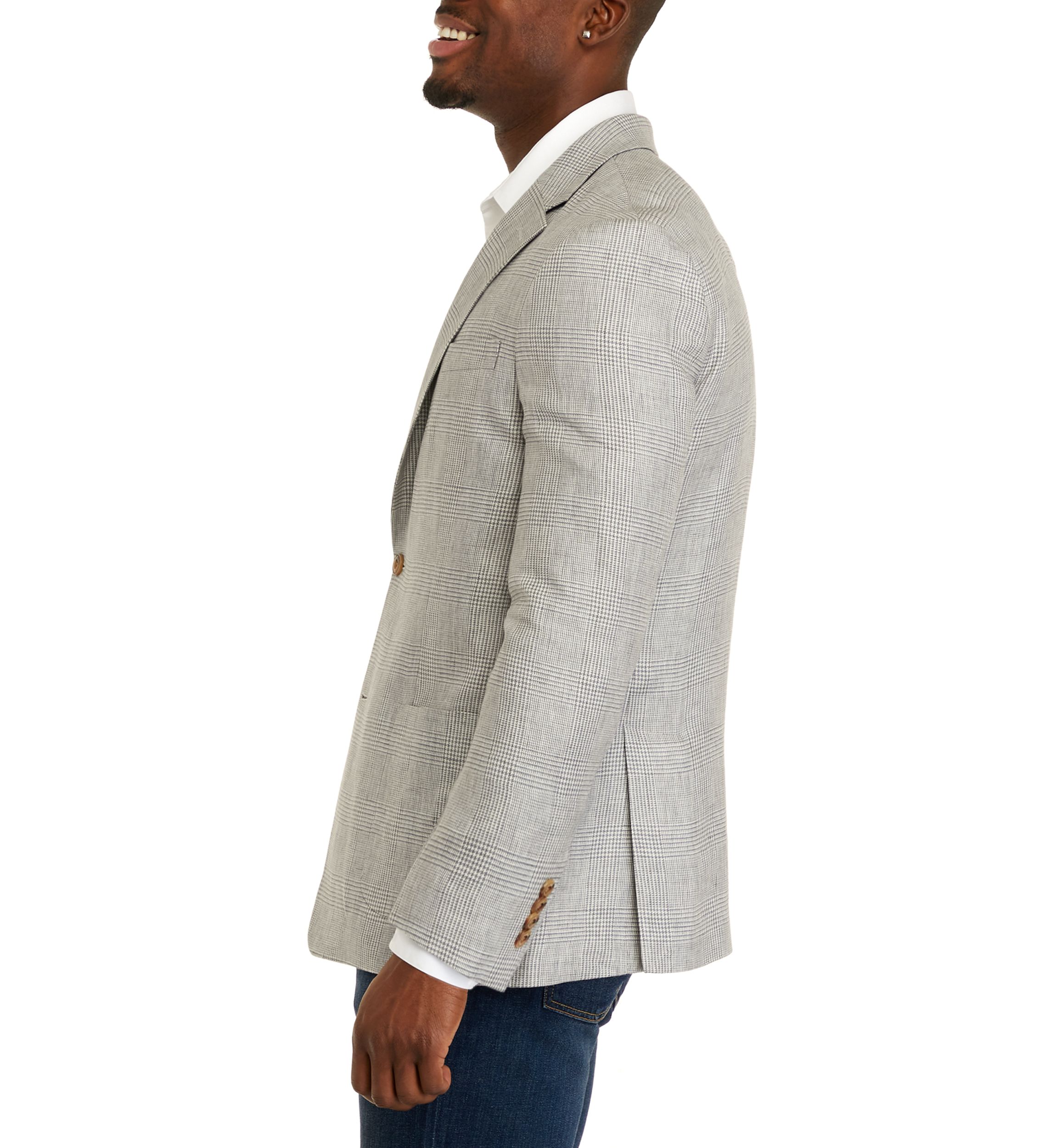 Mens Linen Plaid Sport Coat