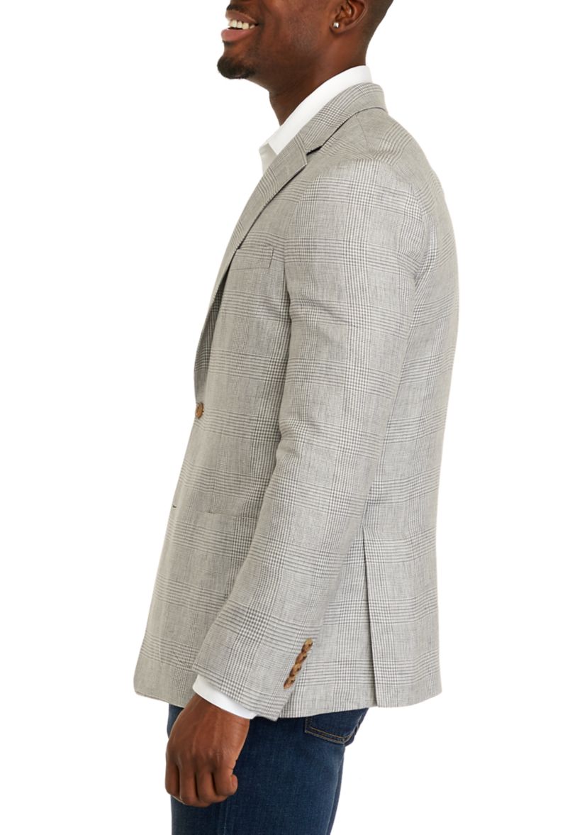 Mens Linen Plaid Sport Coat