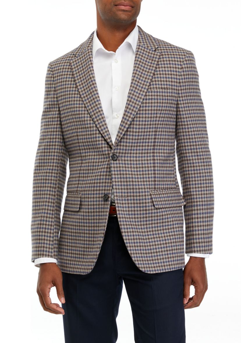 Single Breasted 2 Button Front Houndstooth Sport Coat 