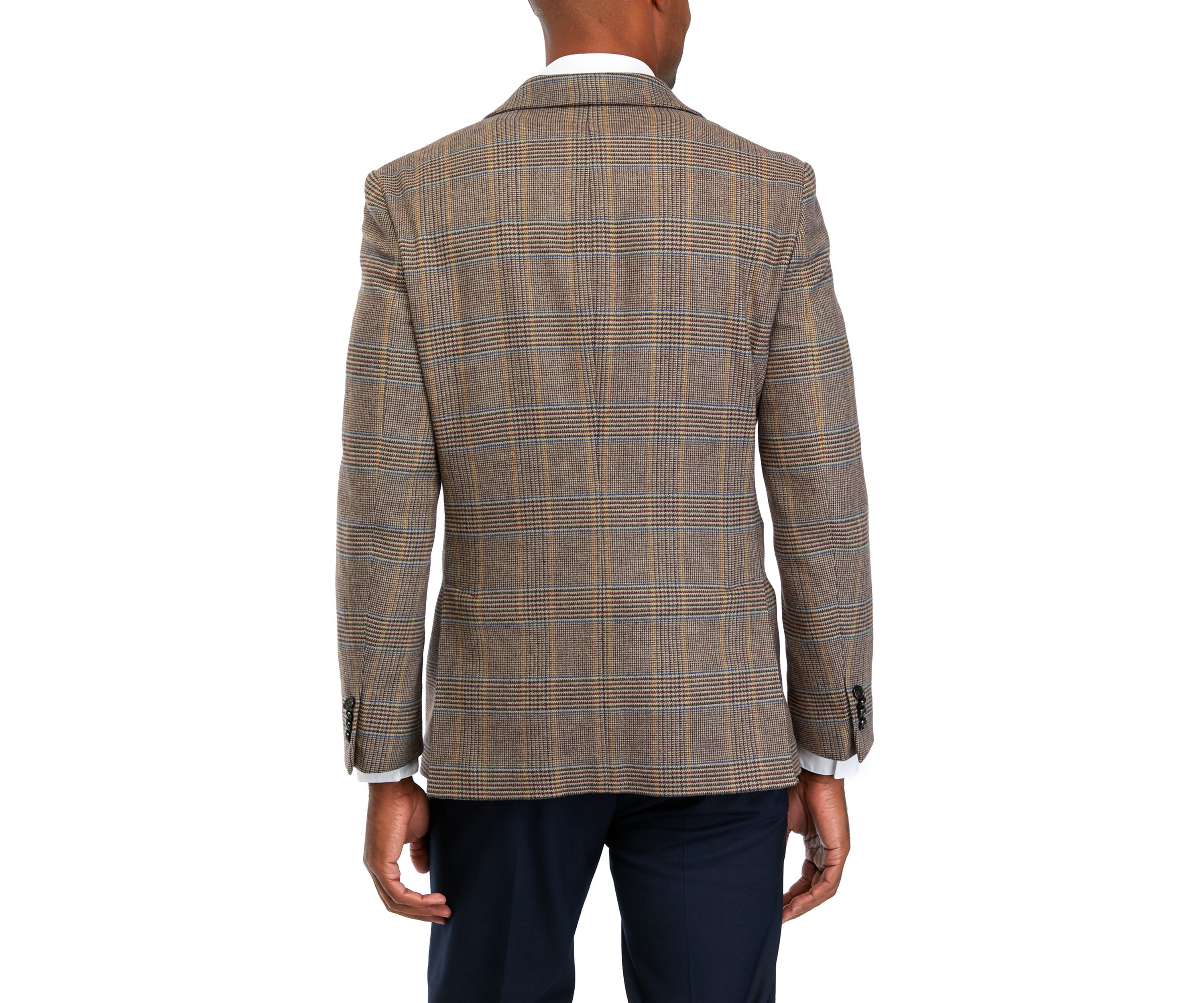Single Breasted 2 Button Front Plaid  Sport Coat 