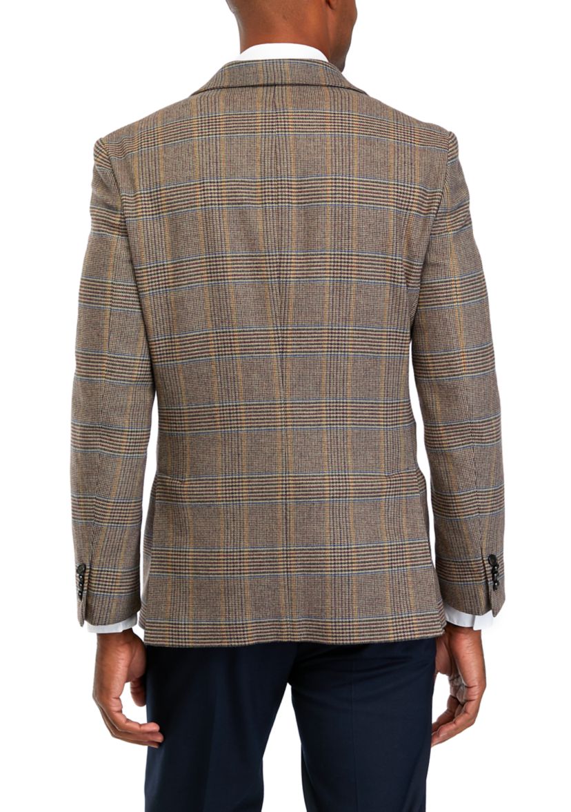 Single Breasted 2 Button Front Plaid  Sport Coat 