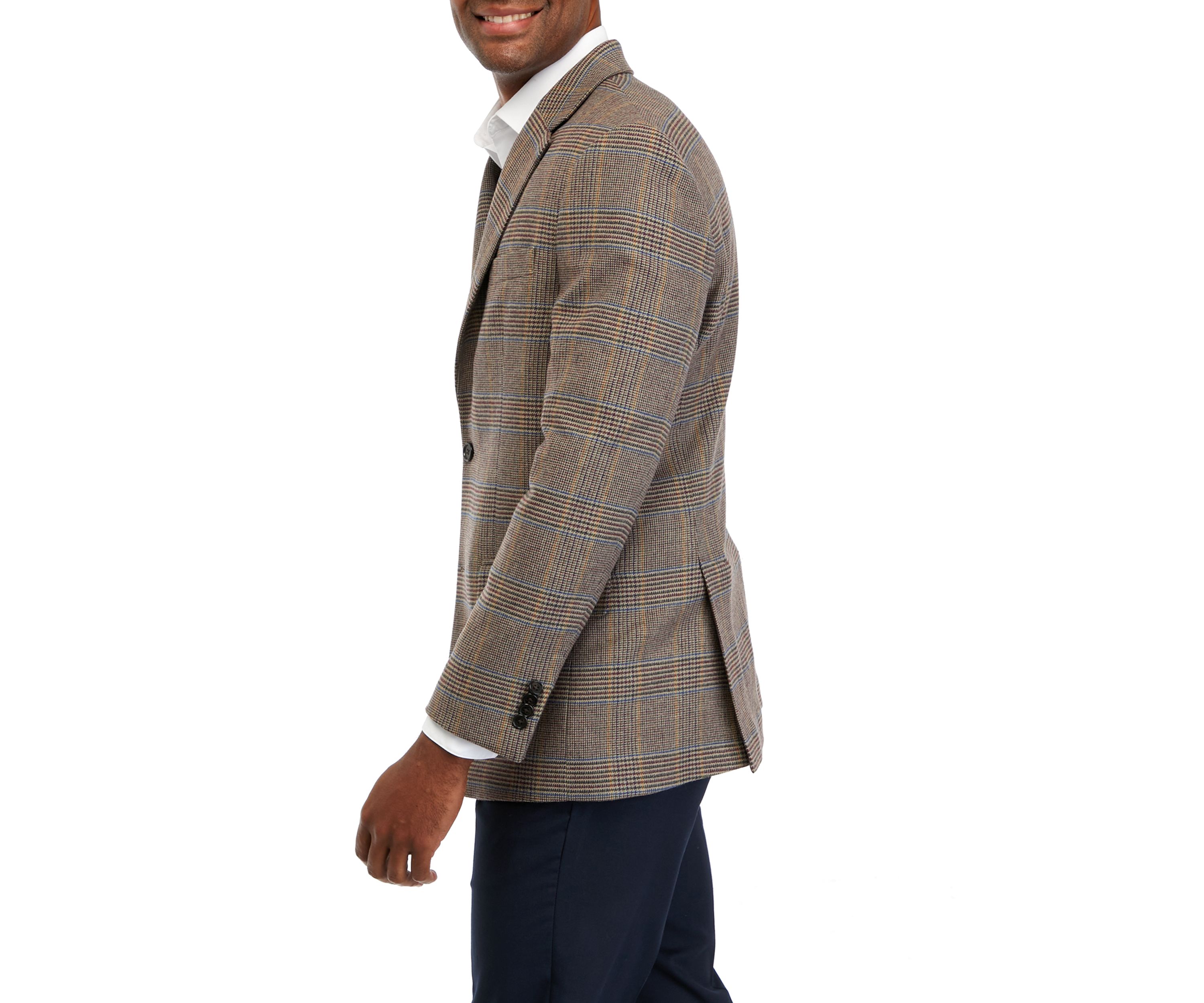 Single Breasted 2 Button Front Plaid  Sport Coat 