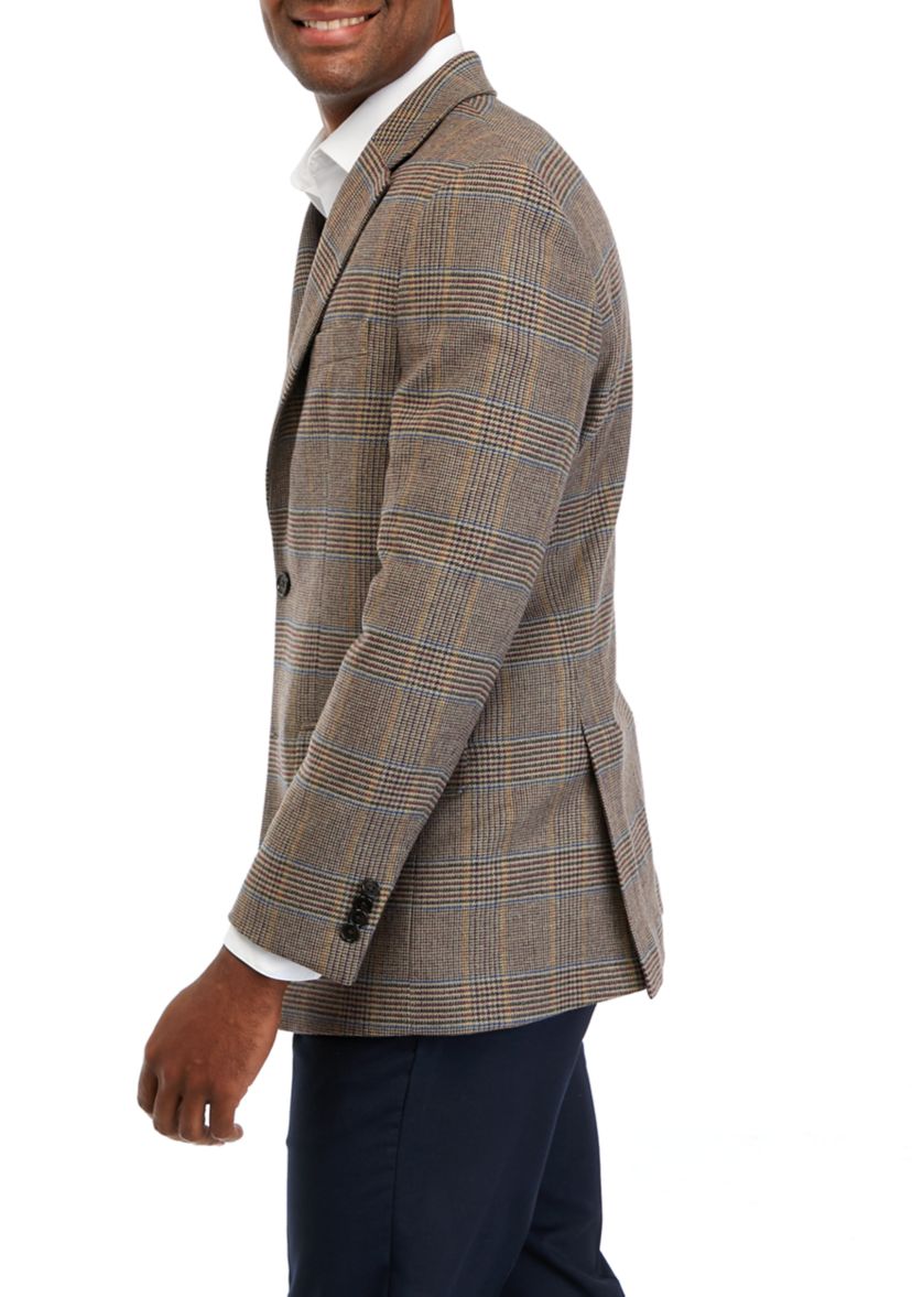 Single Breasted 2 Button Front Plaid  Sport Coat 