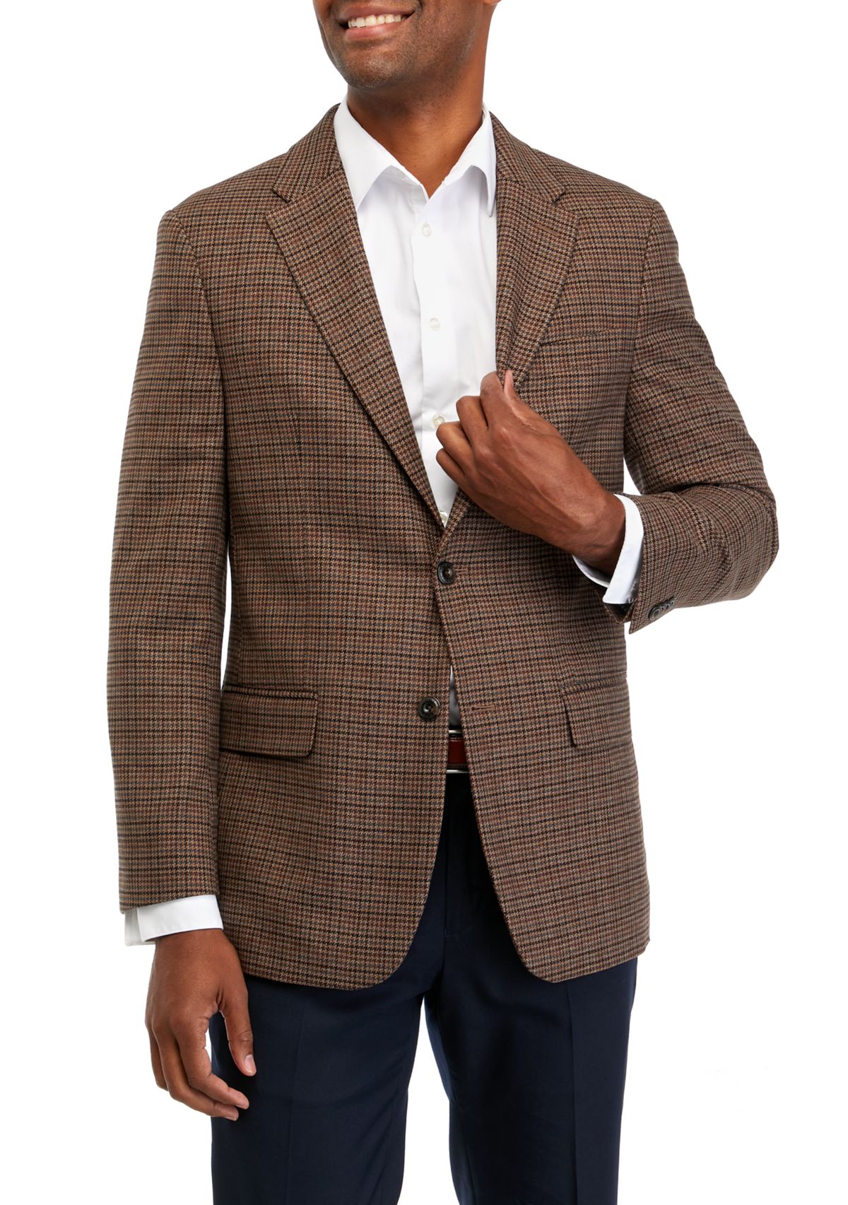 Single Breasted 2 Button Front Houndstooth Sport Coat 