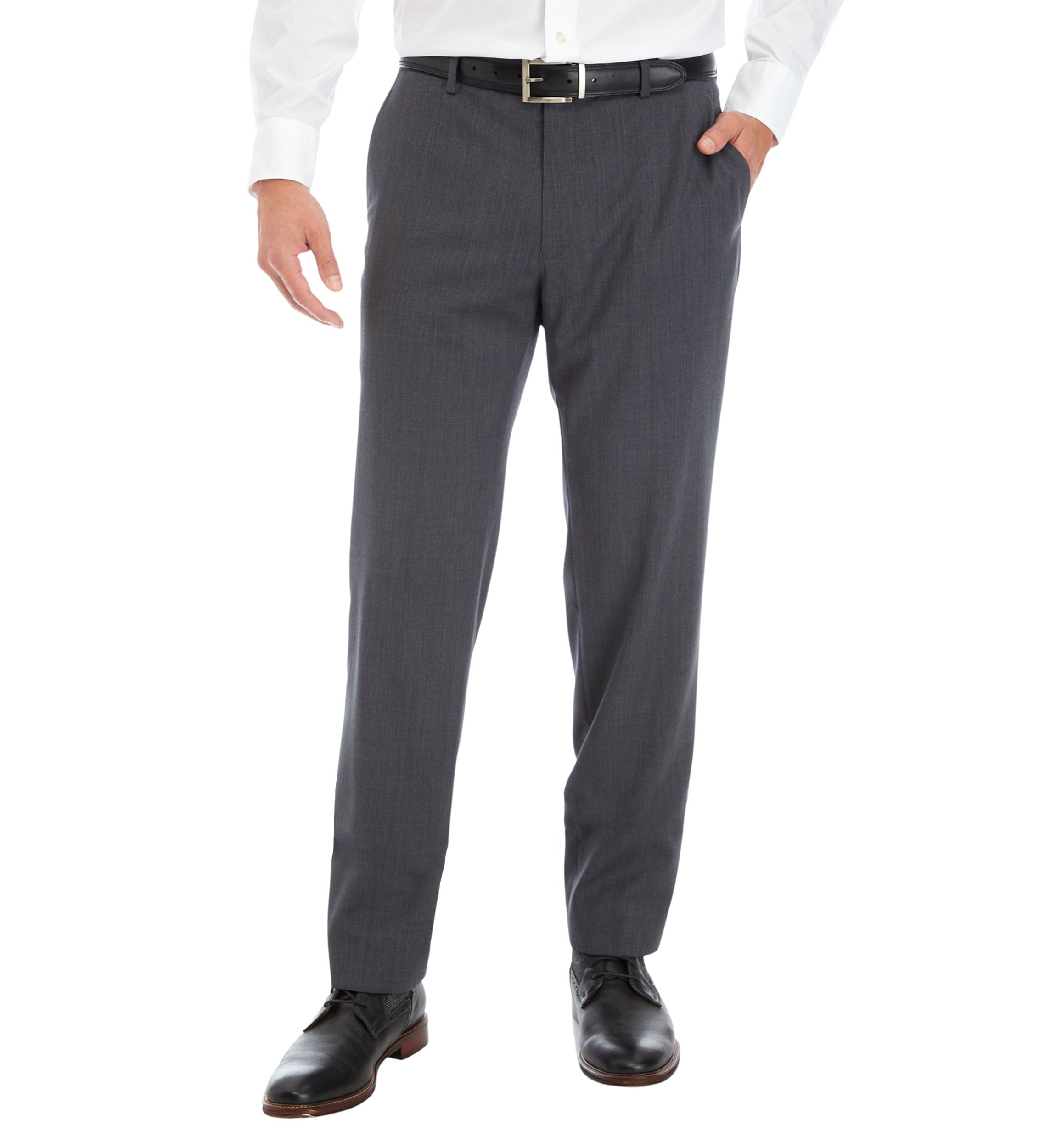 Mens Gray Solid Dress Pants