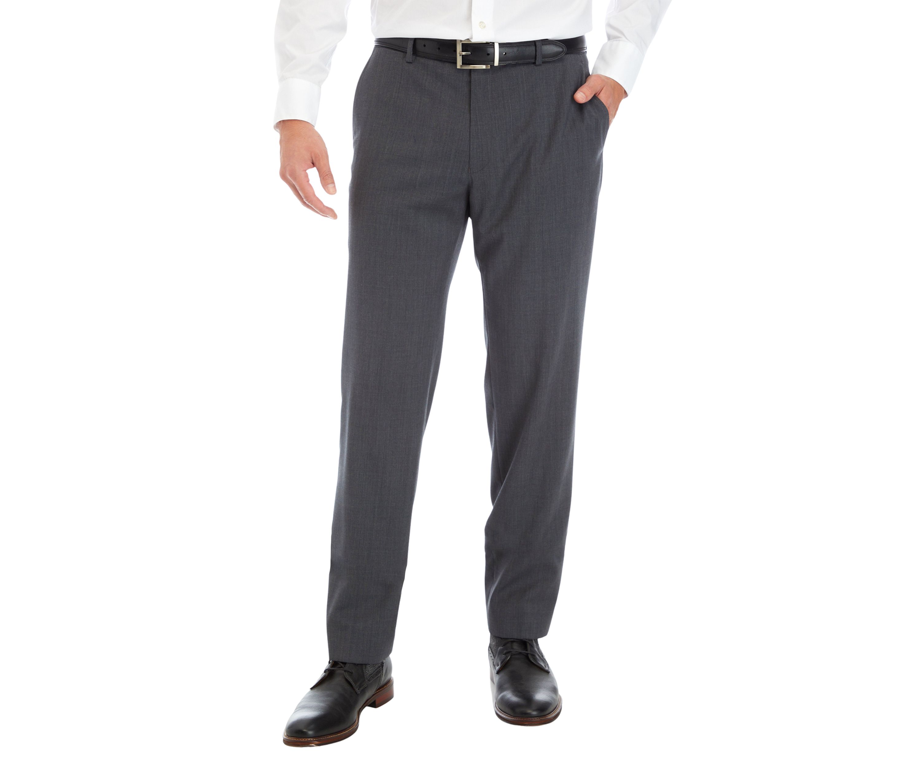 Mens Gray Solid Dress Pants