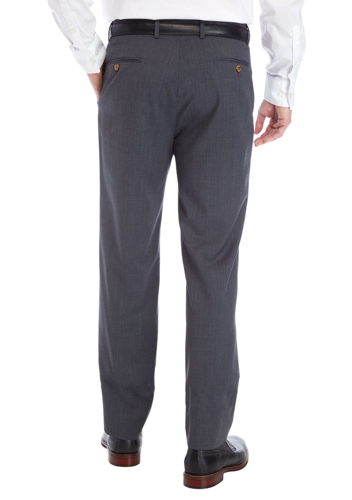 Mens Gray Solid Dress Pants