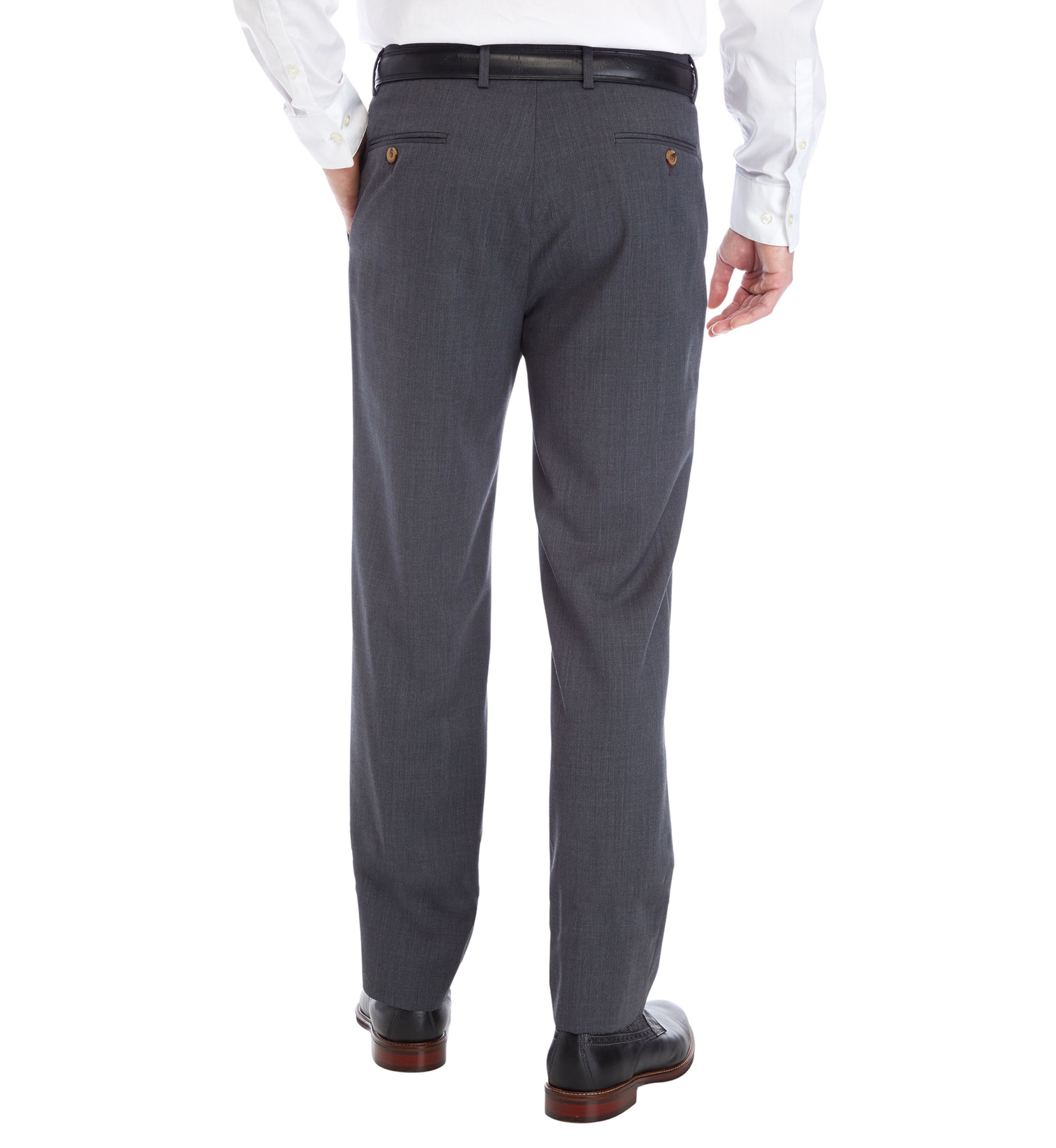 Mens Gray Solid Dress Pants