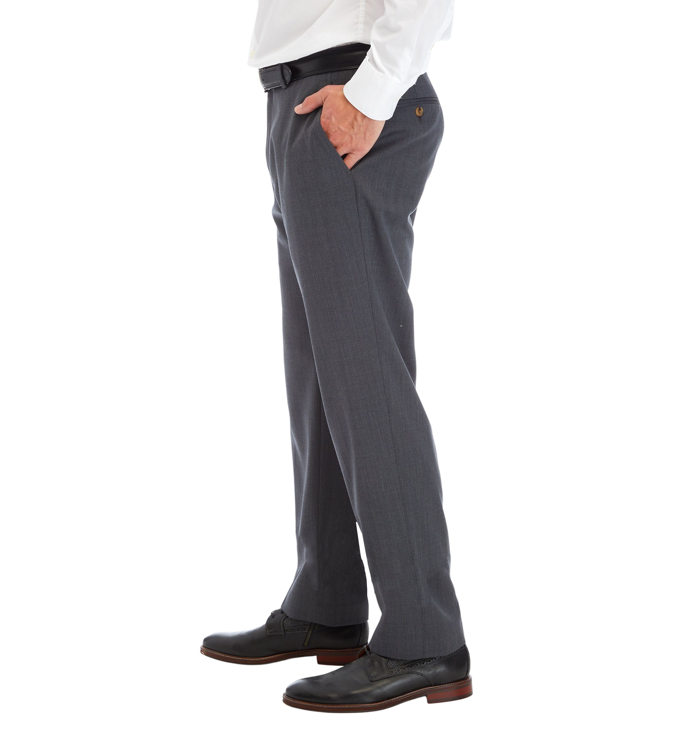 Mens Gray Solid Dress Pants