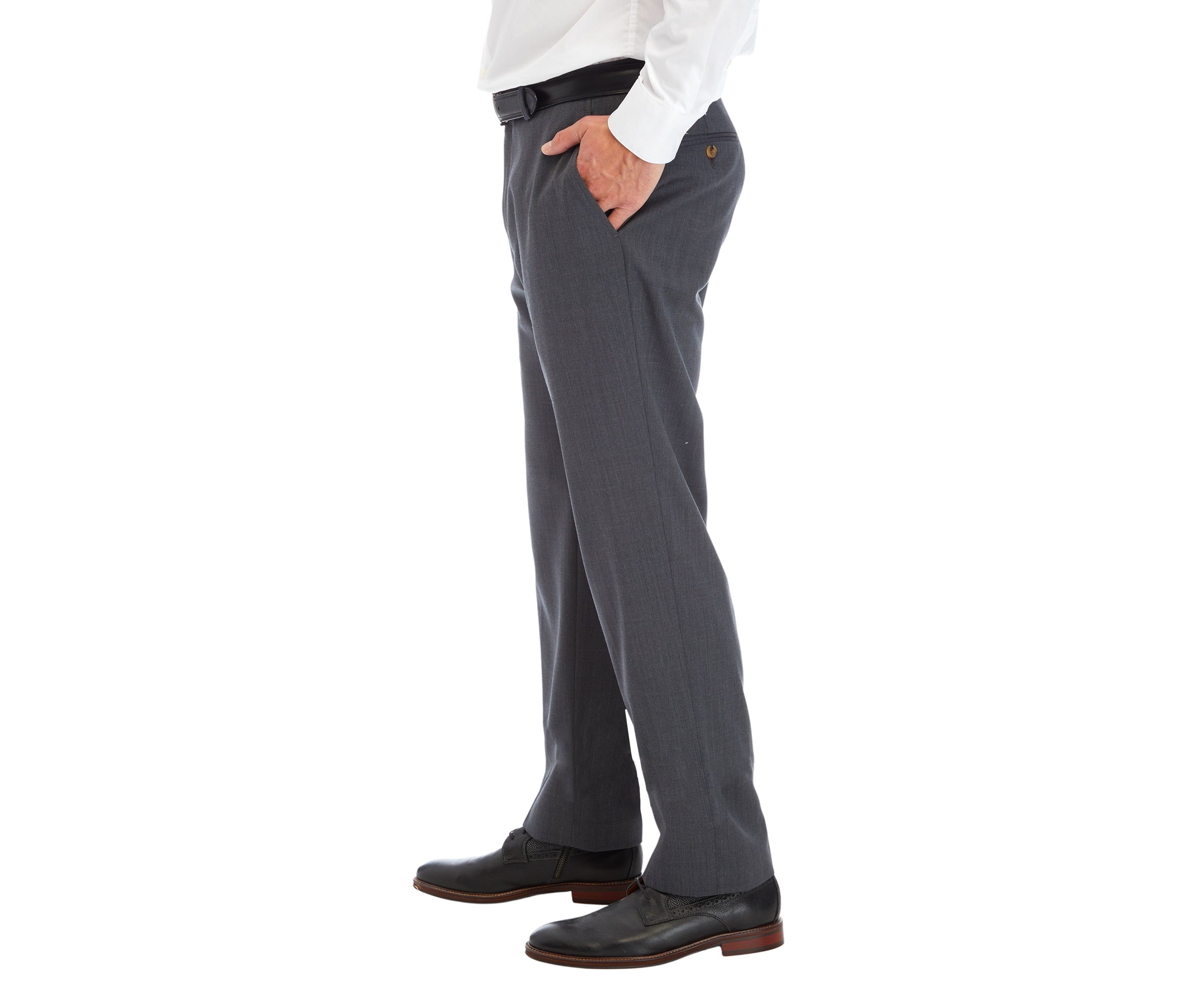 Mens Gray Solid Dress Pants