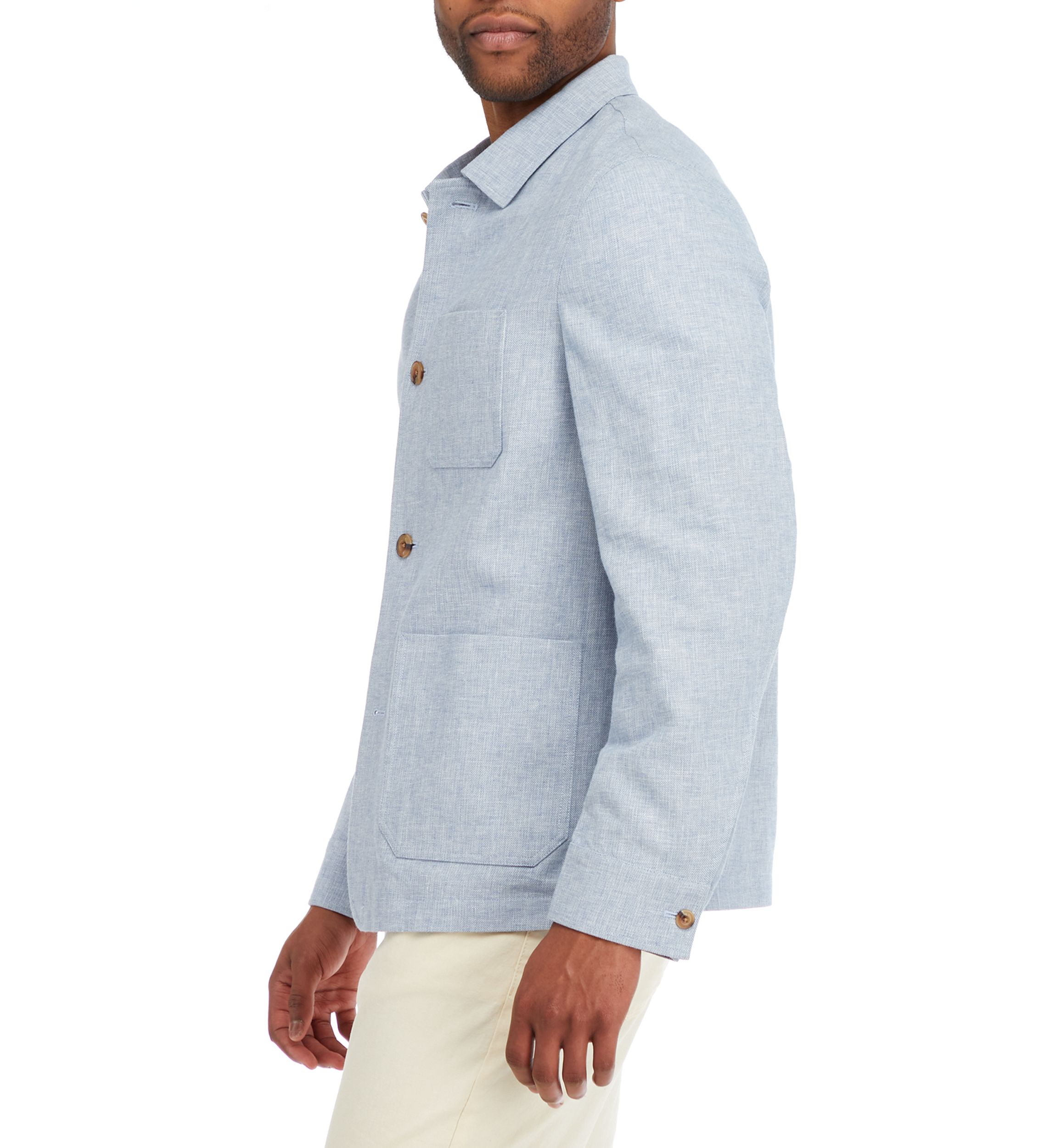 Mens Single Breasted Linen Shirt Jacket