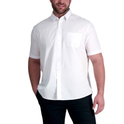 Haggar Men's Big & Tall Life Khakiâ¢ Linen & Cotton Short-Sleeve Button-Down Shirt, White, 2XL