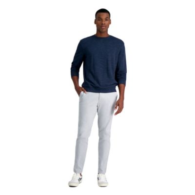 Haggar Men's Life Khakiâ¢ Slim Fit Flat Front Flex Pant, Grey, 29 x 30