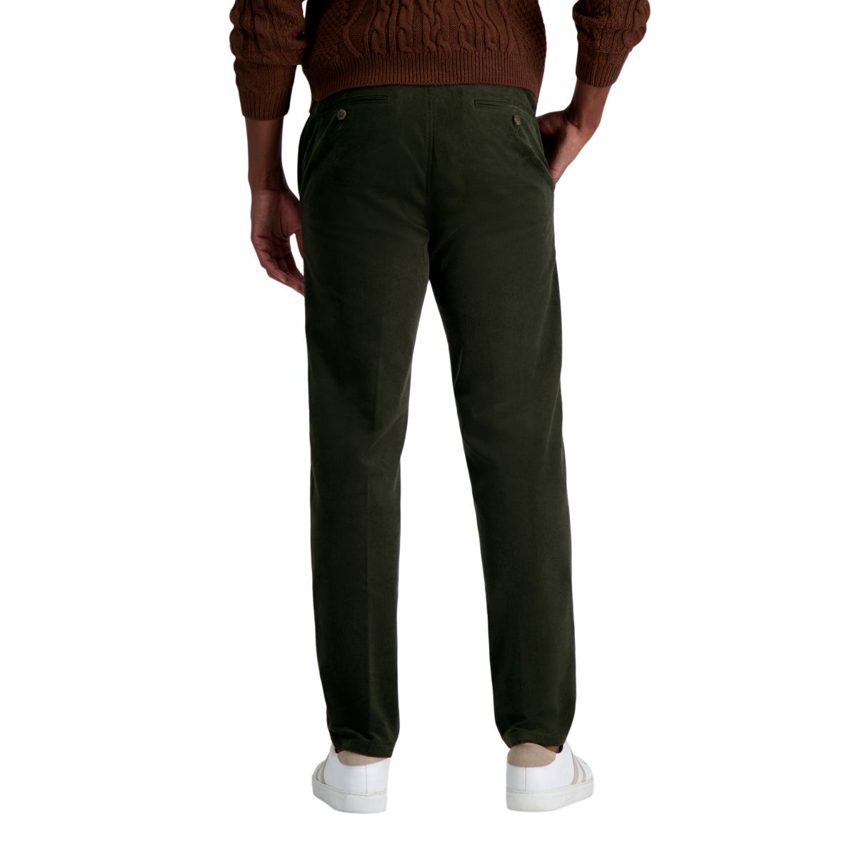 Mens Stretch Corduroy Straight Fit Flat Front Pant
