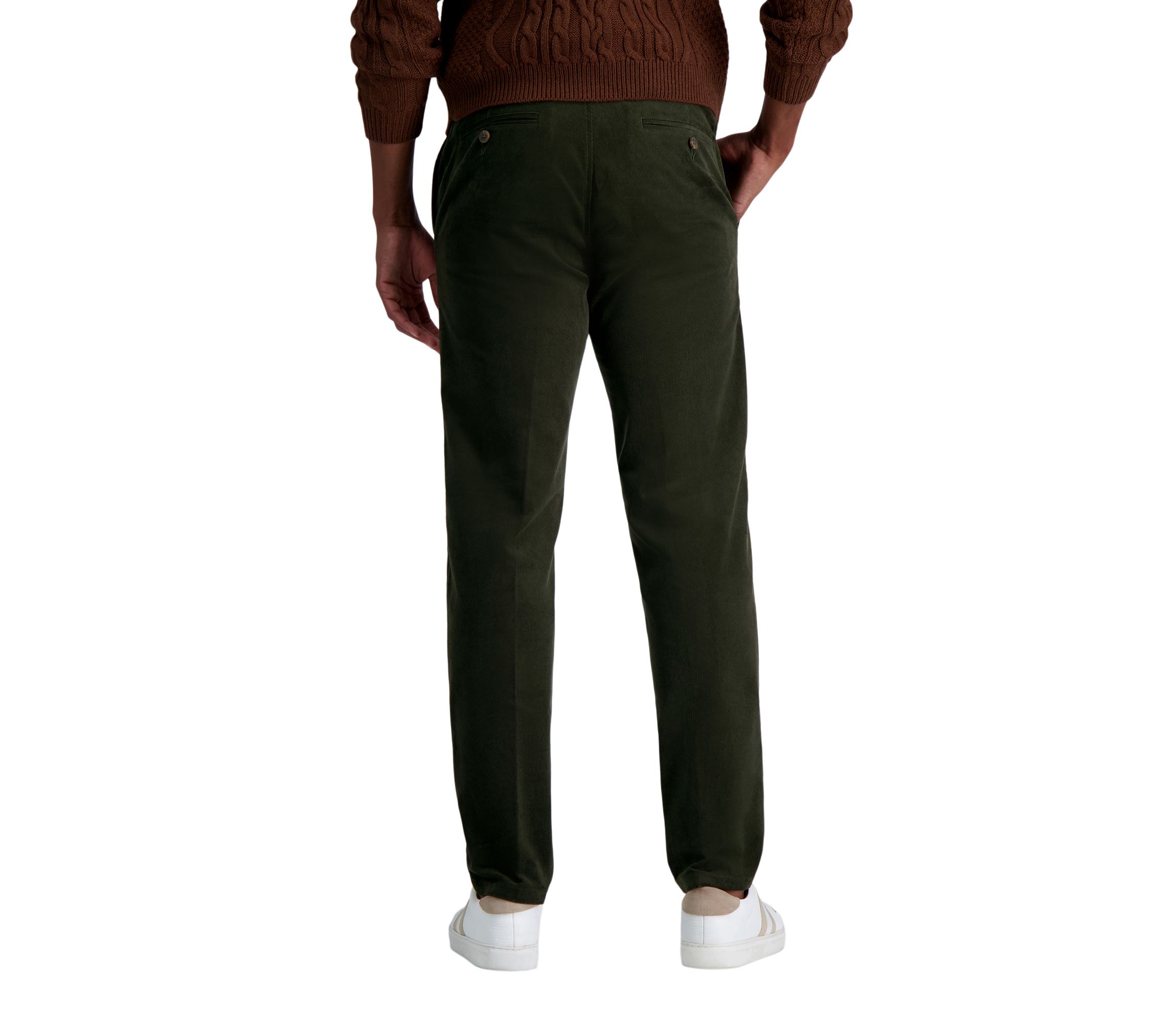 Mens Stretch Corduroy Straight Fit Flat Front Pant