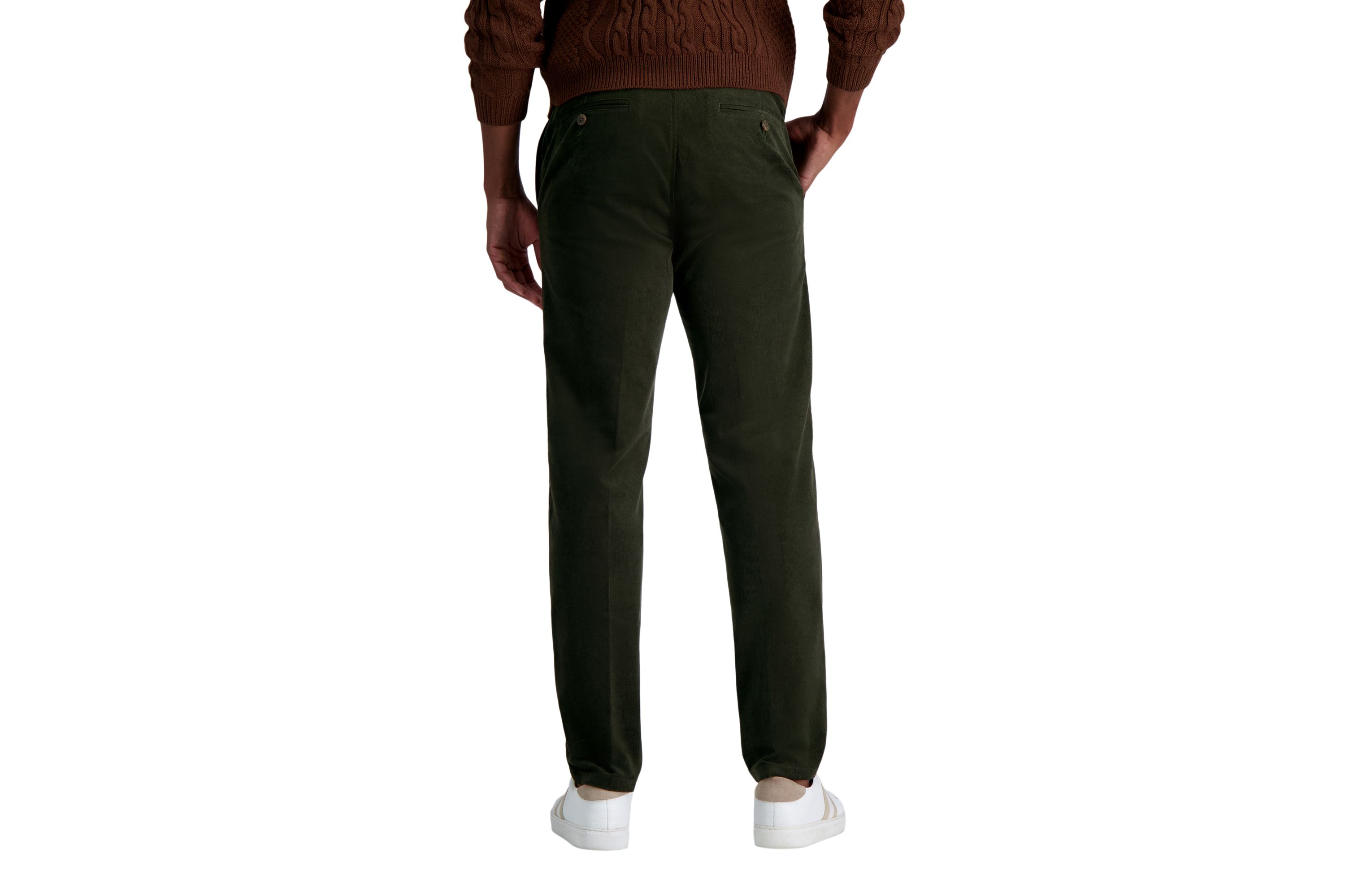 Mens Stretch Corduroy Straight Fit Flat Front Pant