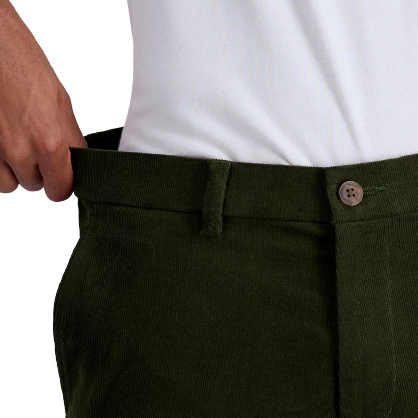 Mens Stretch Corduroy Straight Fit Flat Front Pant