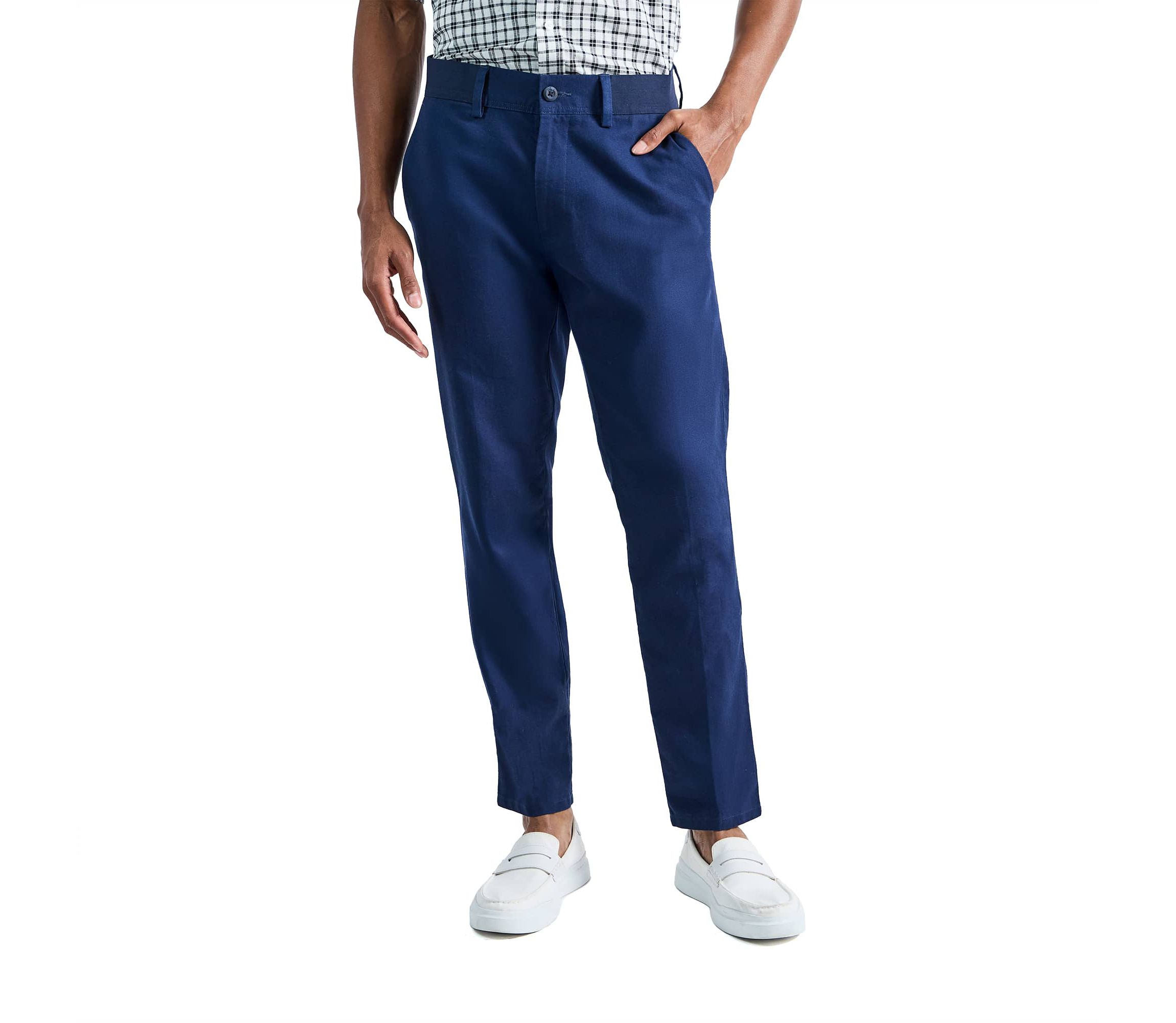 Mens Comfort Luxe Straight Fit Flat Linen Front Pant