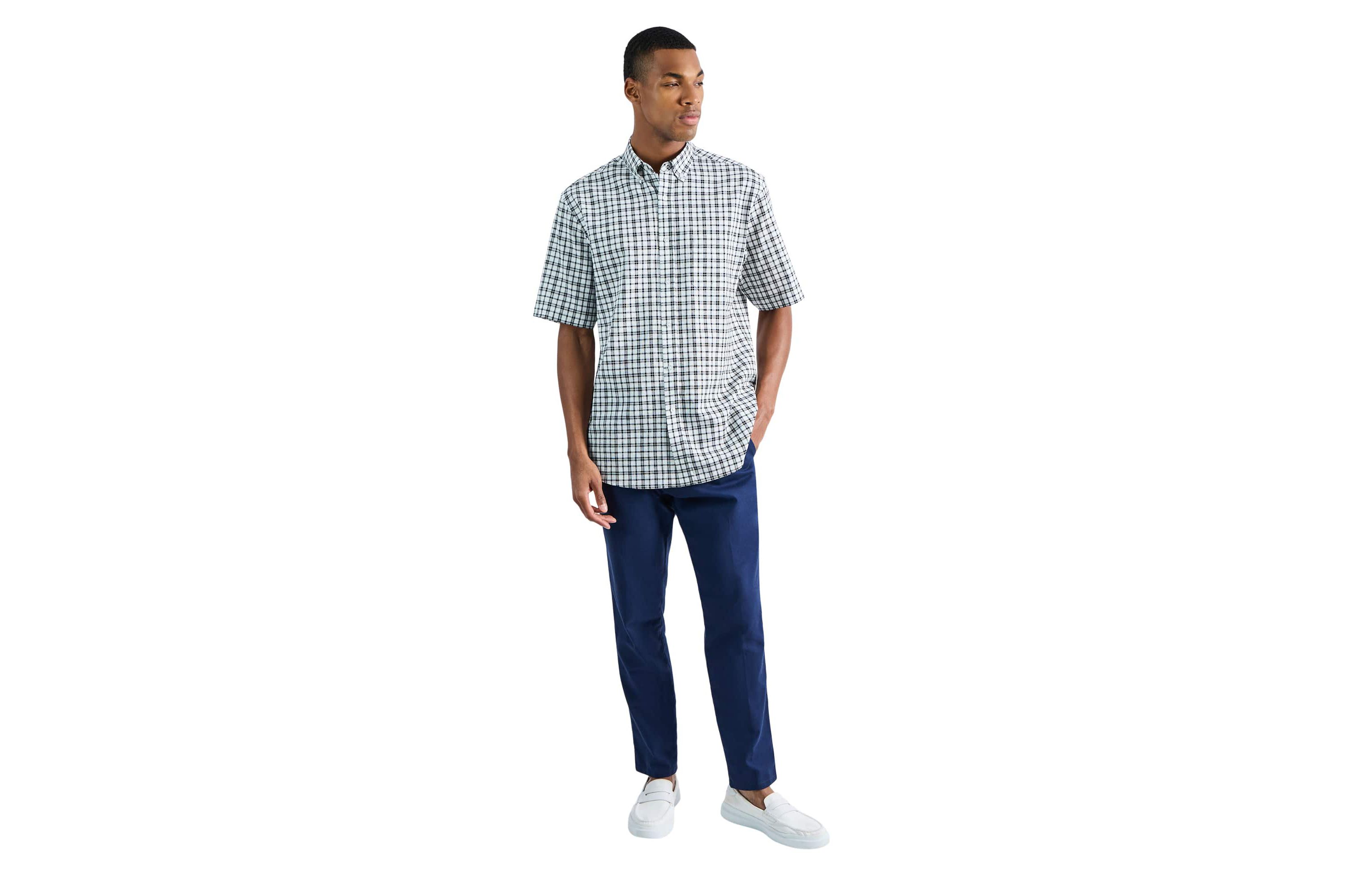 Mens Comfort Luxe Straight Fit Flat Linen Front Pant