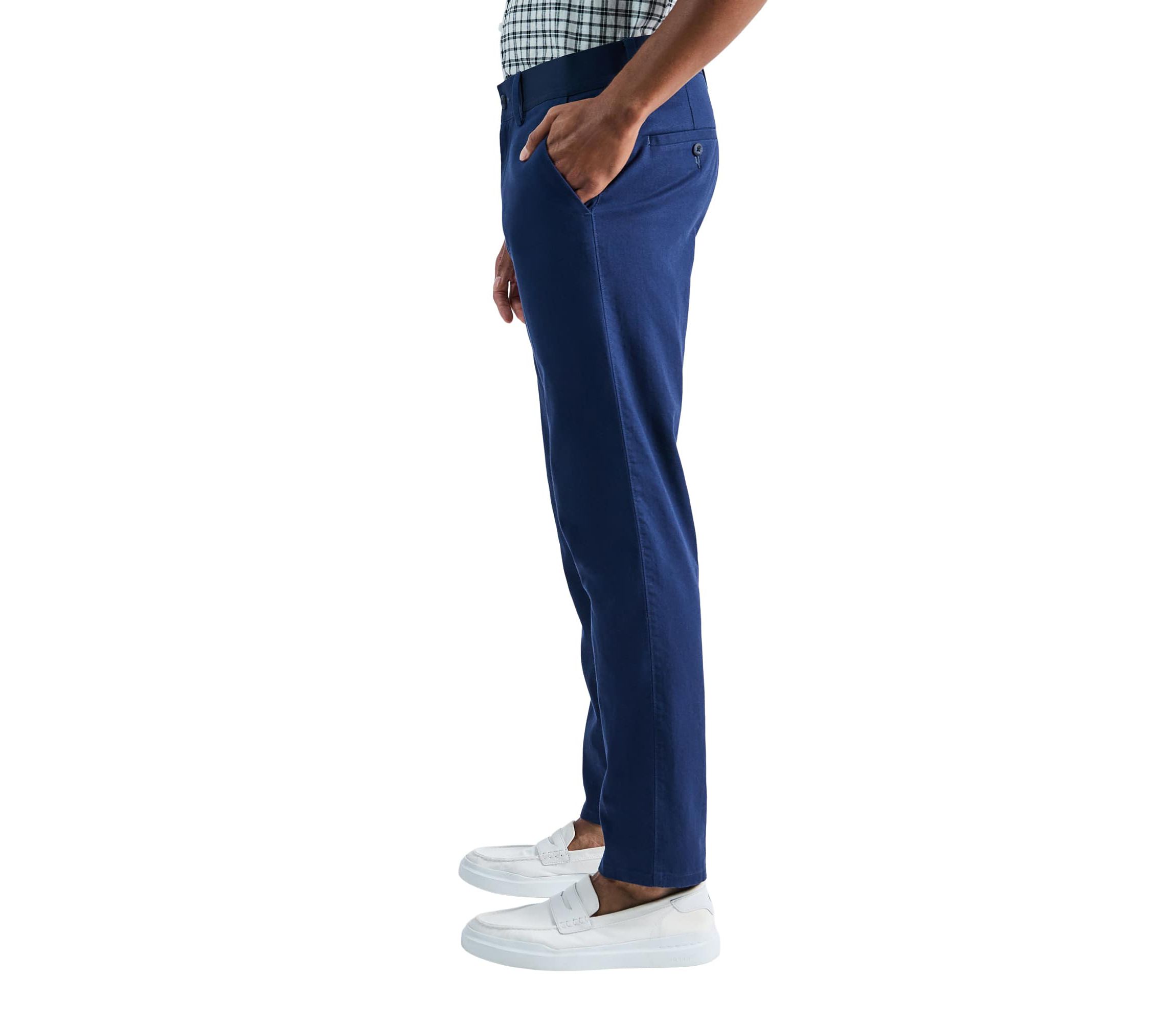 Mens Comfort Luxe Straight Fit Flat Linen Front Pant