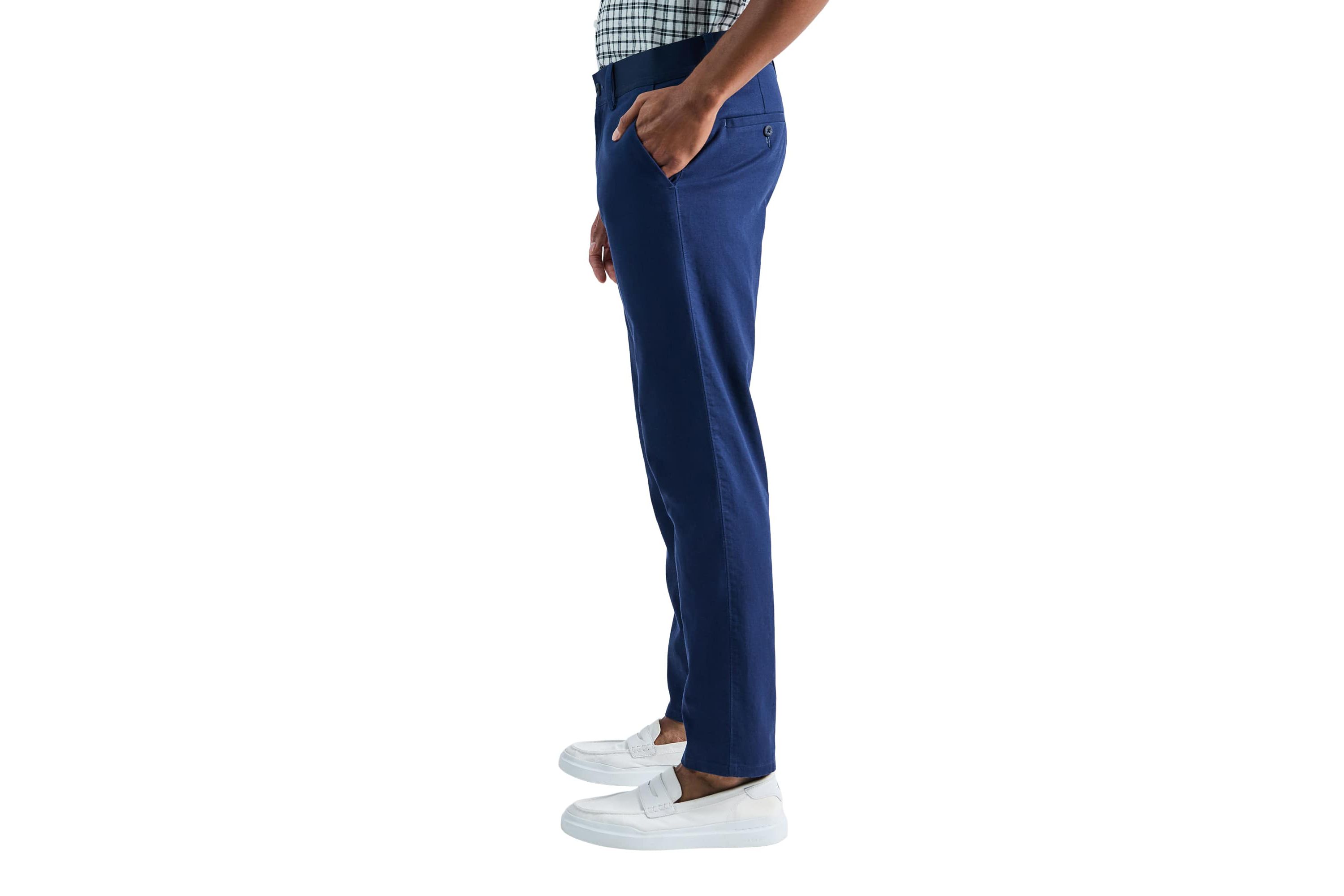 Mens Comfort Luxe Straight Fit Flat Linen Front Pant