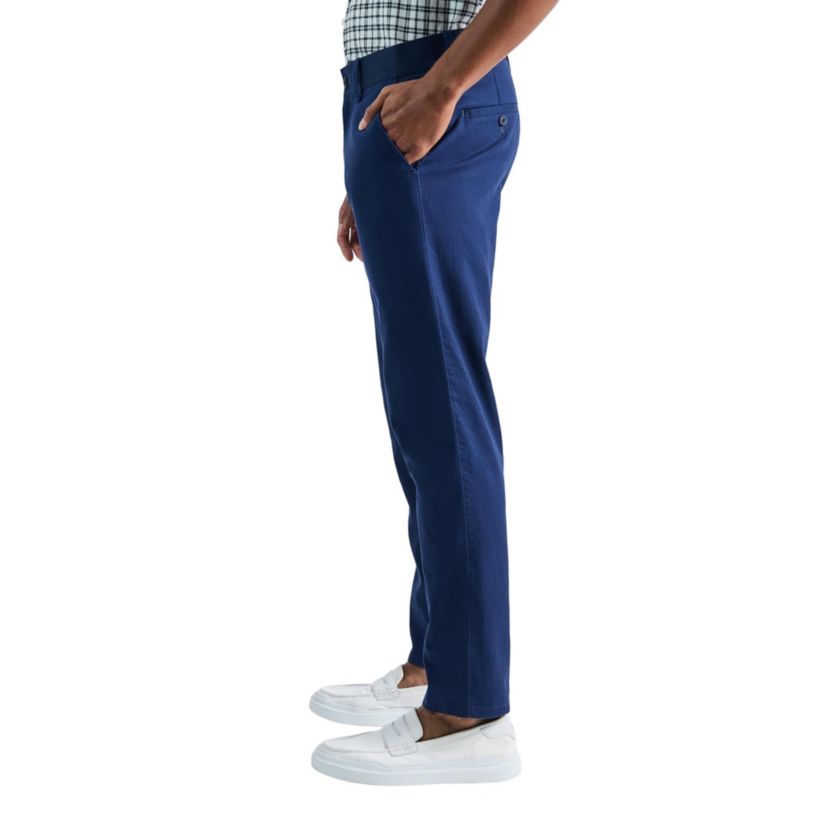 Mens Comfort Luxe Straight Fit Flat Linen Front Pant
