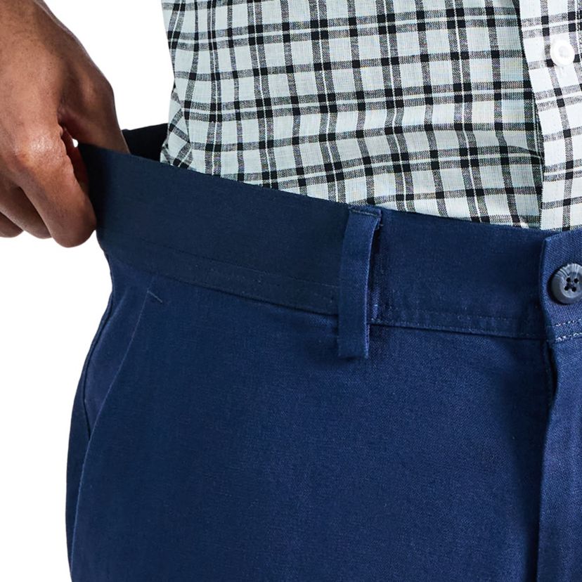 Mens Comfort Luxe Straight Fit Flat Linen Front Pant