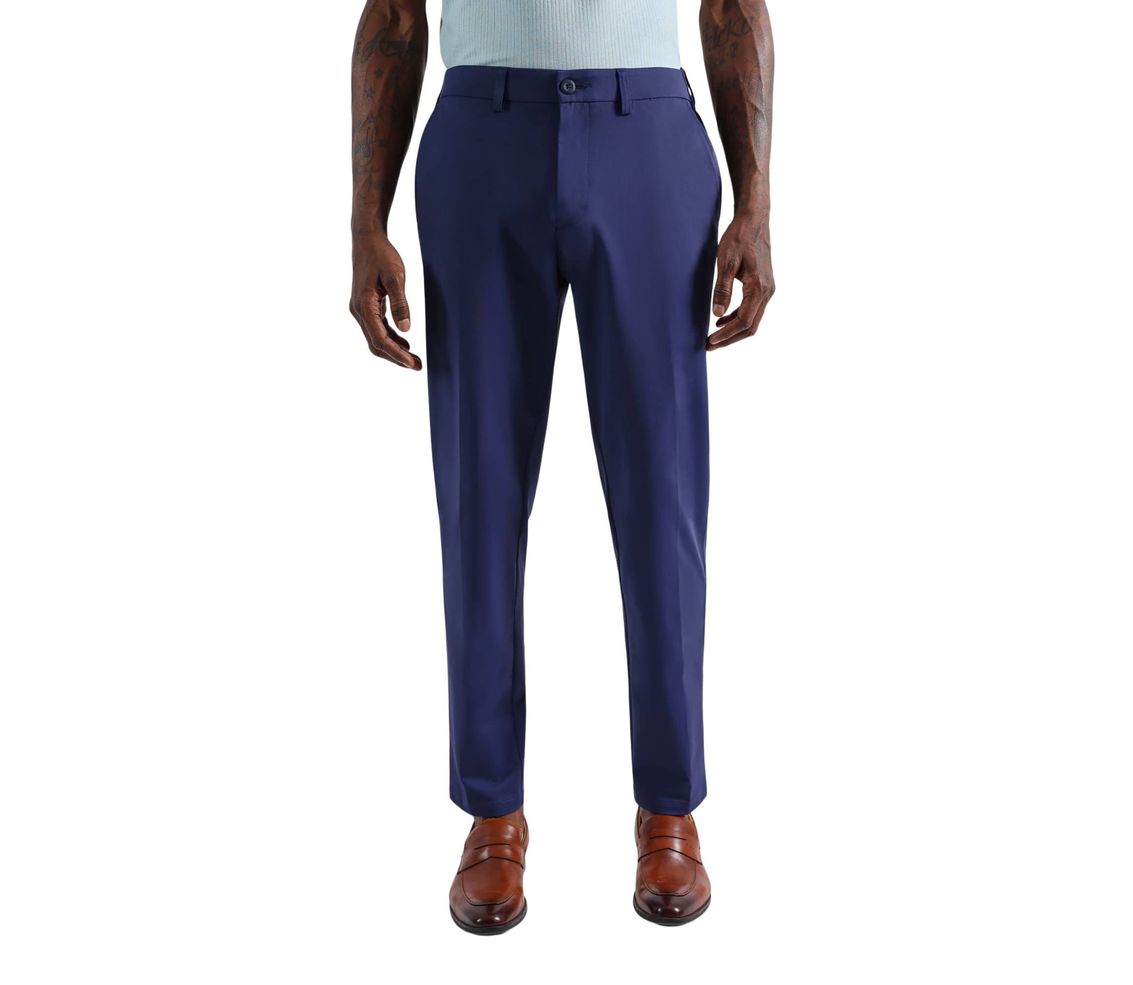 Mens Sport Travel Performance Straight Fit Flat Front Pant