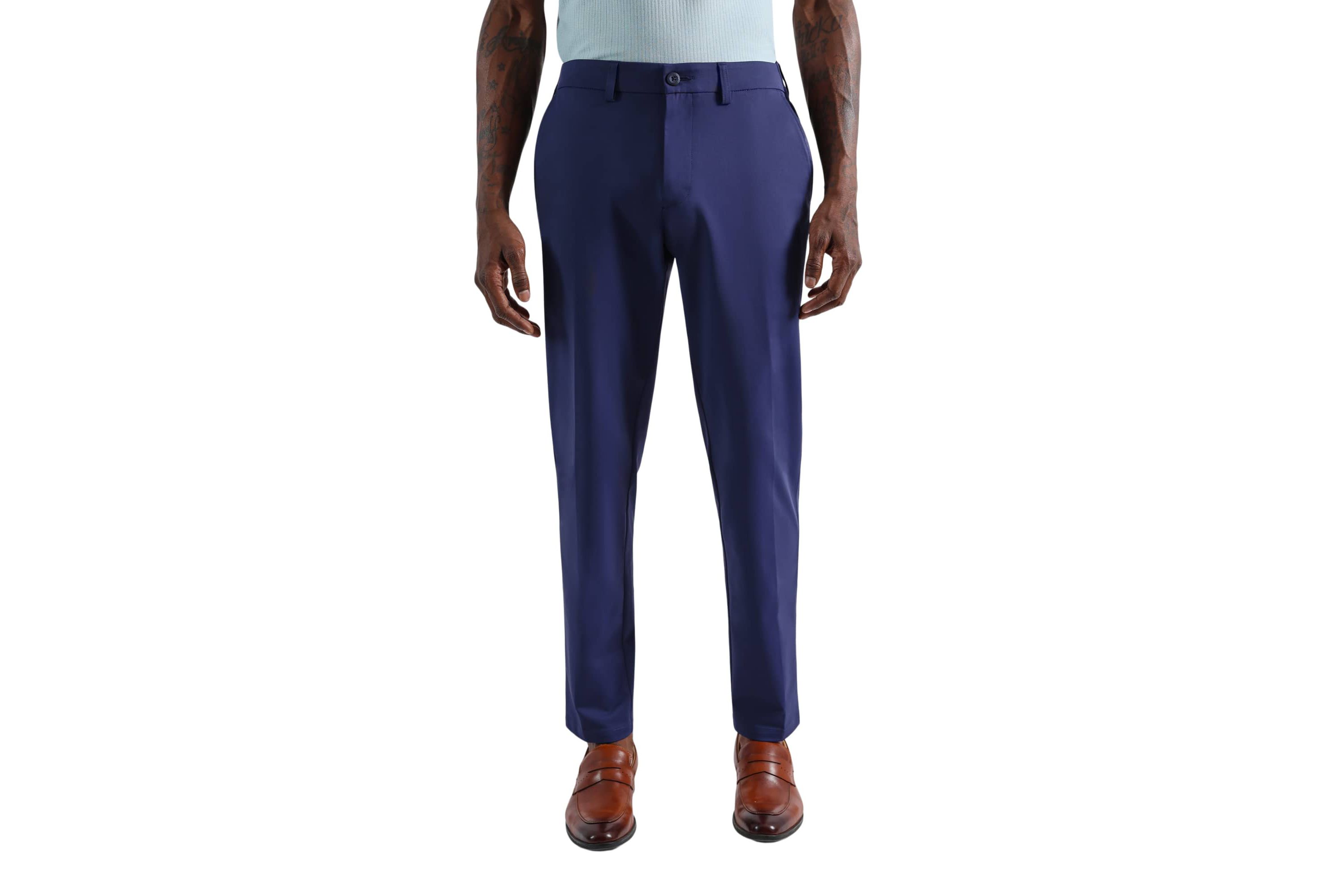 Mens Sport Travel Performance Straight Fit Flat Front Pant