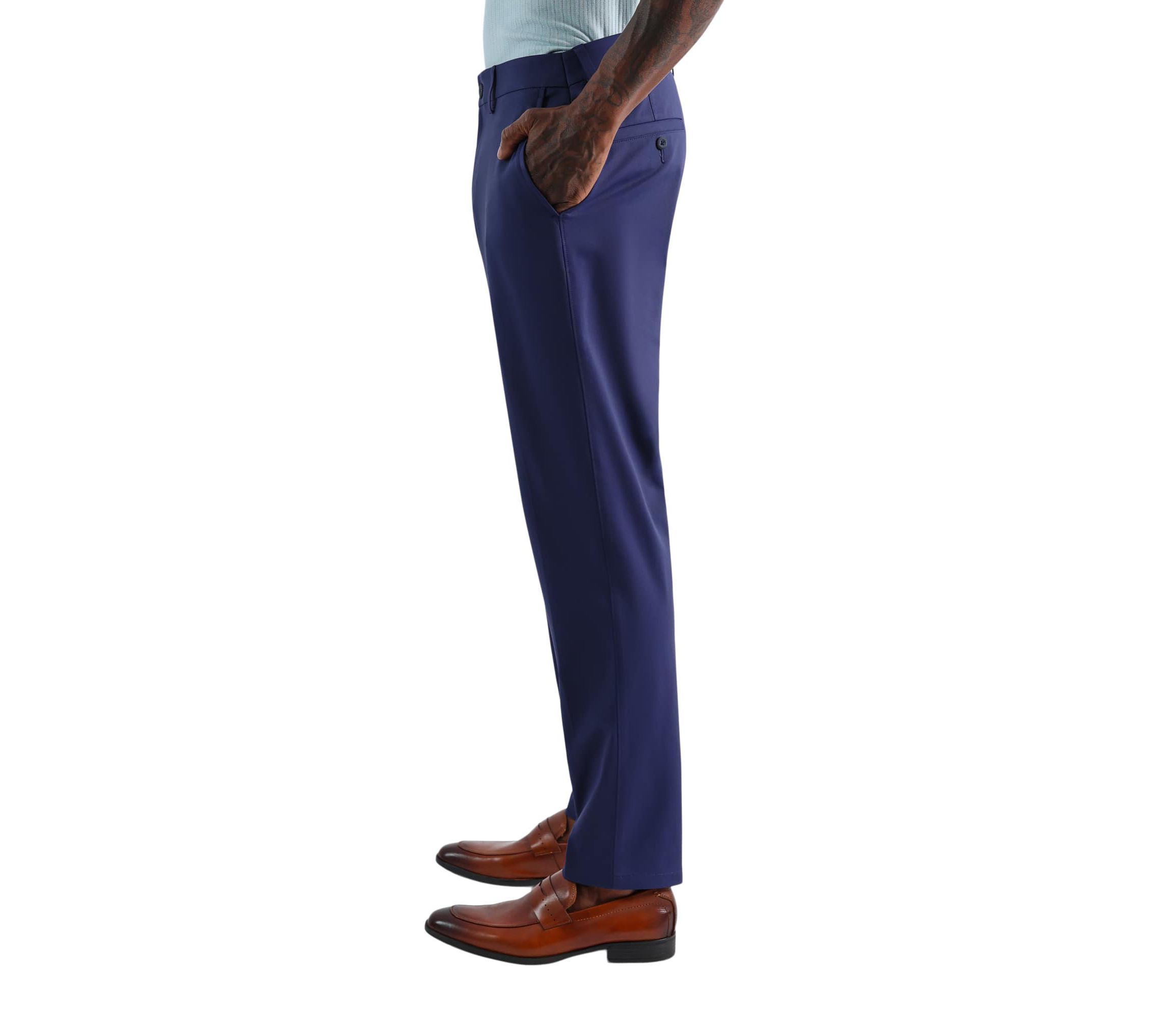 Mens Sport Travel Performance Straight Fit Flat Front Pant