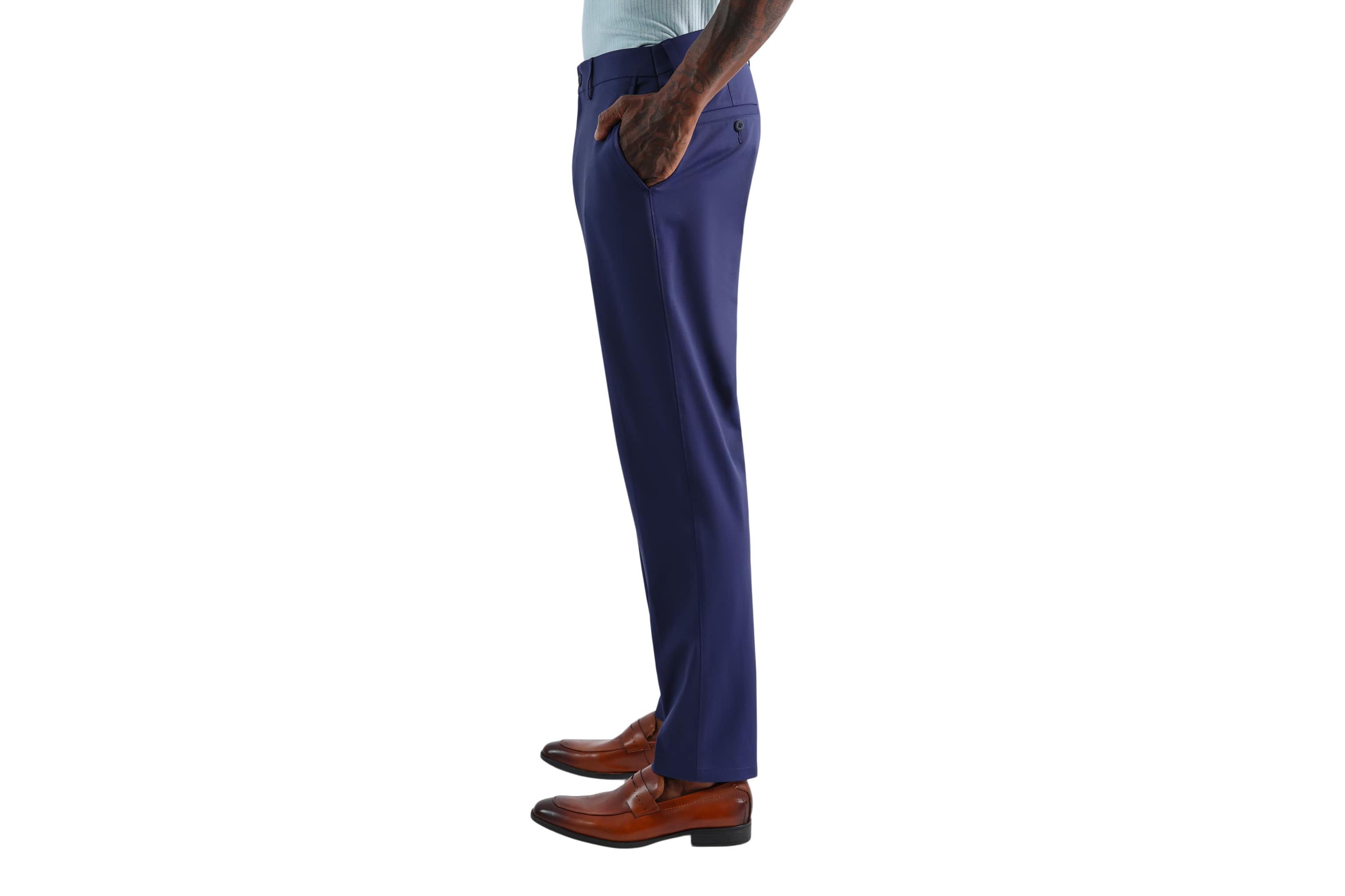 Mens Sport Travel Performance Straight Fit Flat Front Pant