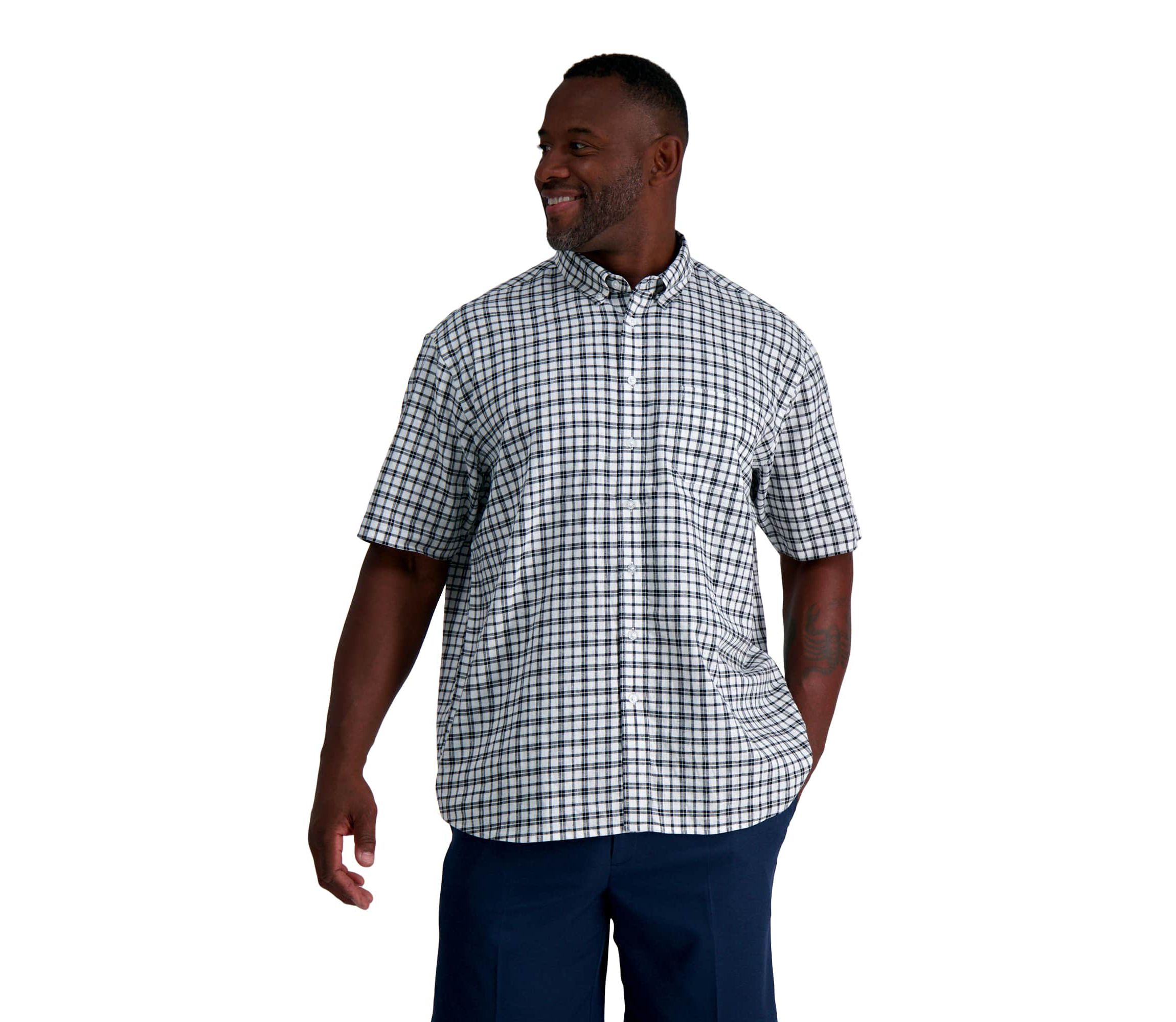 Big & Tall Haggar® Mens Short Sleeve Button-Down Linen Shirt