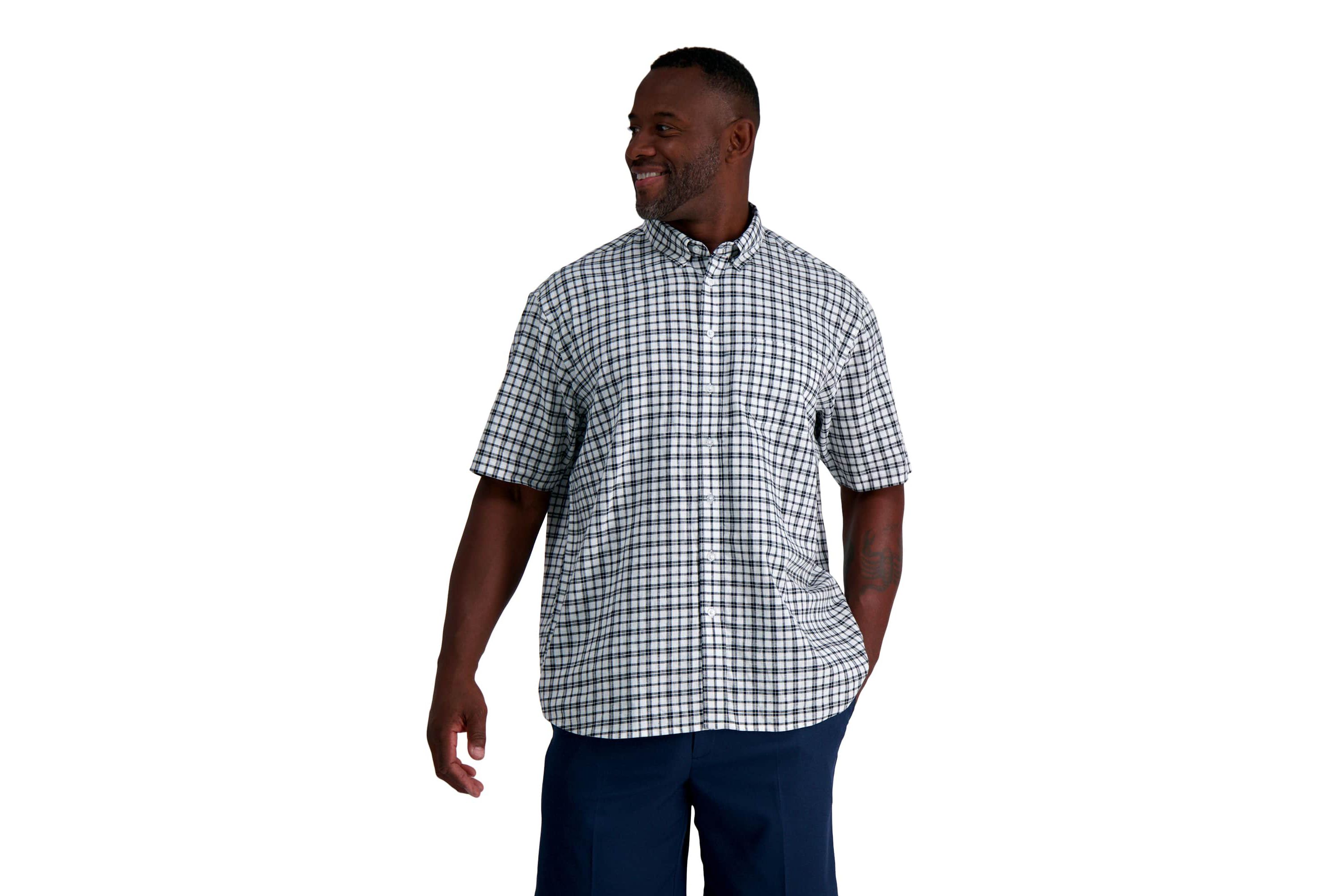 Big & Tall Haggar® Mens Short Sleeve Button-Down Linen Shirt