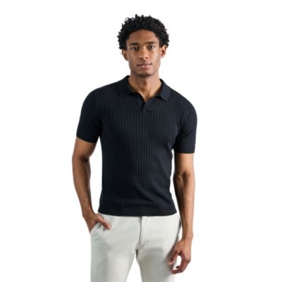 Haggar® Men's Johnny Collar Slim Fit Ribbed Sweater, Black, 2XL