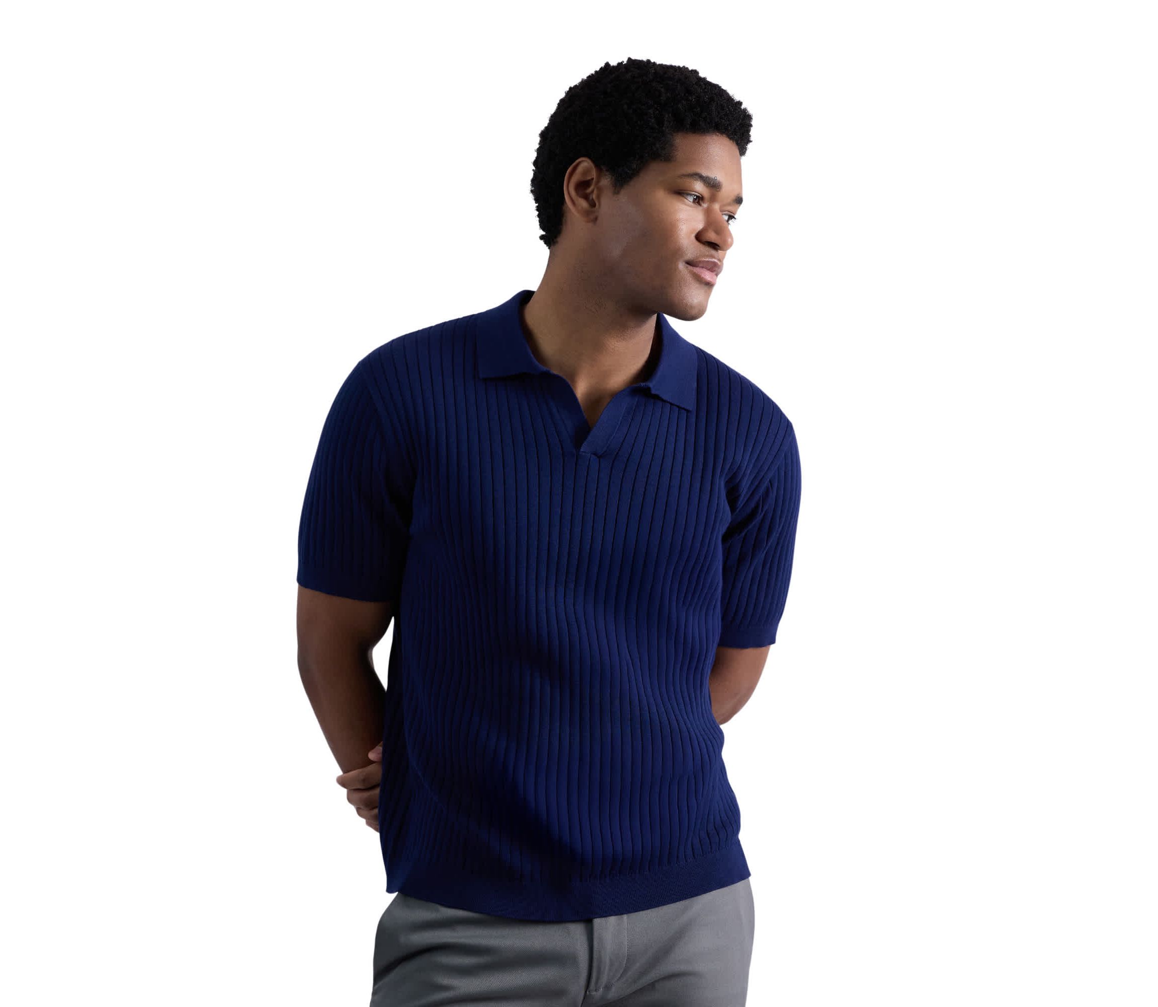 Haggar® Mens Johnny Collar Slim Fit Ribbed Sweater